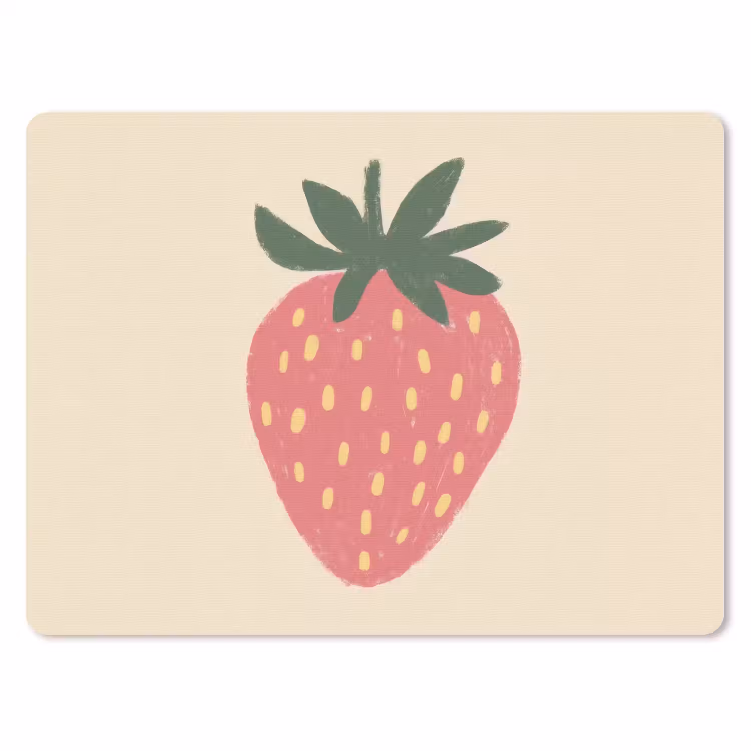 Aardbei - Minimalistisch - Rood - Fruit muismat rubber klein -3d