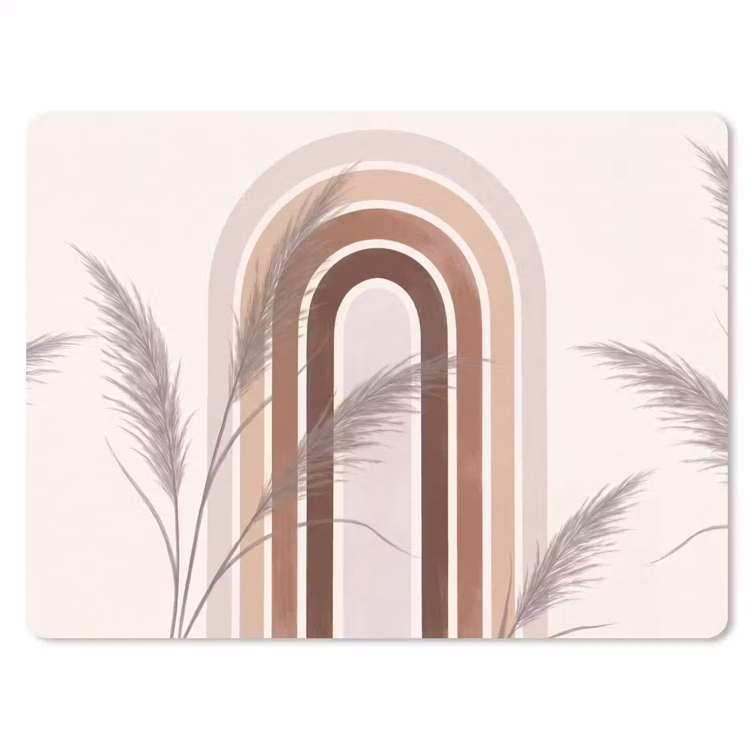 Abstract - Bogen - Plant - Boho - Beige muismat rubber klein -3d