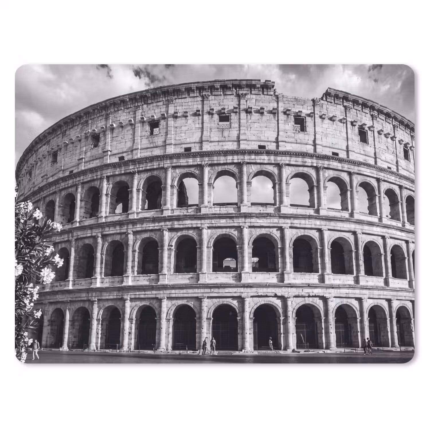 Architectuur - Colosseum - Rome - Historisch - Zwart-wit muismat rubber klein -3d