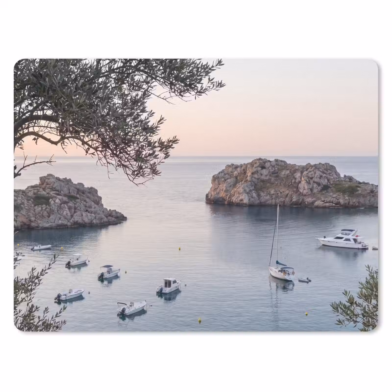 Muismat - Baai - boten - zonsondergang - Baai - boten - zonsondergang muismat rubber klein
