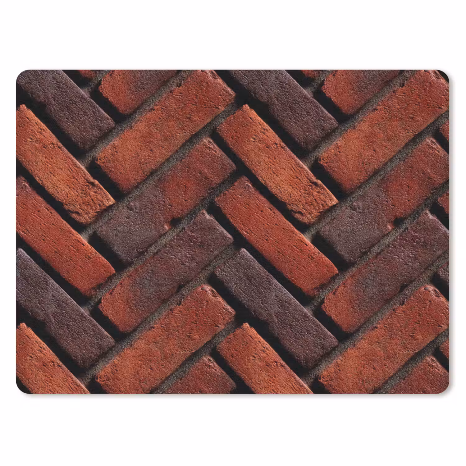 Bakstenen - Visgraat - Structuur - Roodbruin muismat rubber klein 262 -3d