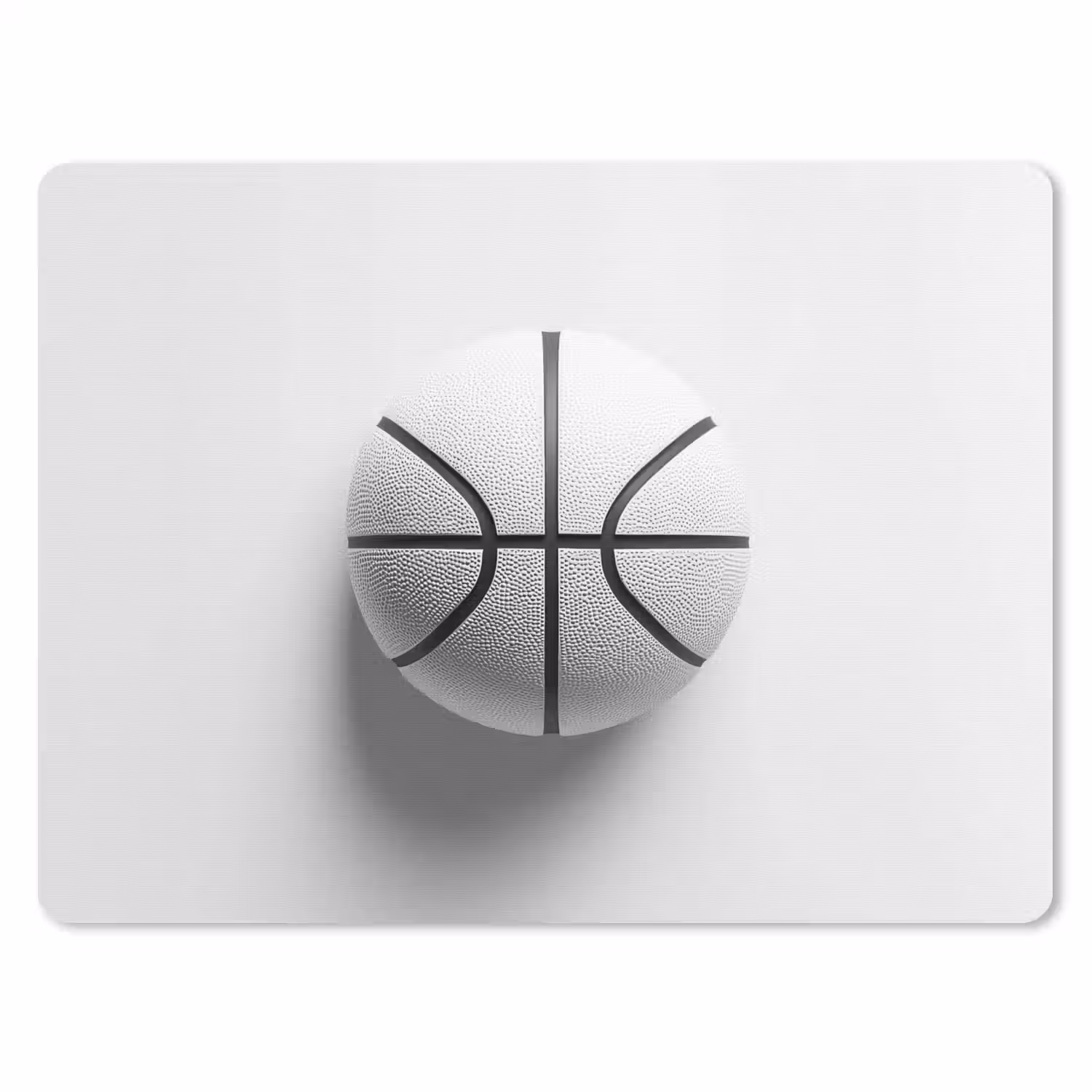 Basketbal - Wit - Schaduw - Lijnen muismat rubber klein -3d