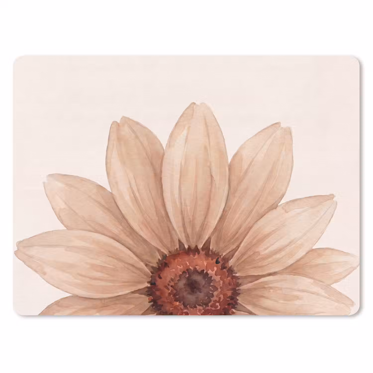 Bloemen - Bloemblad - Natuur - Aquarel - Beige muismat rubber klein -3d