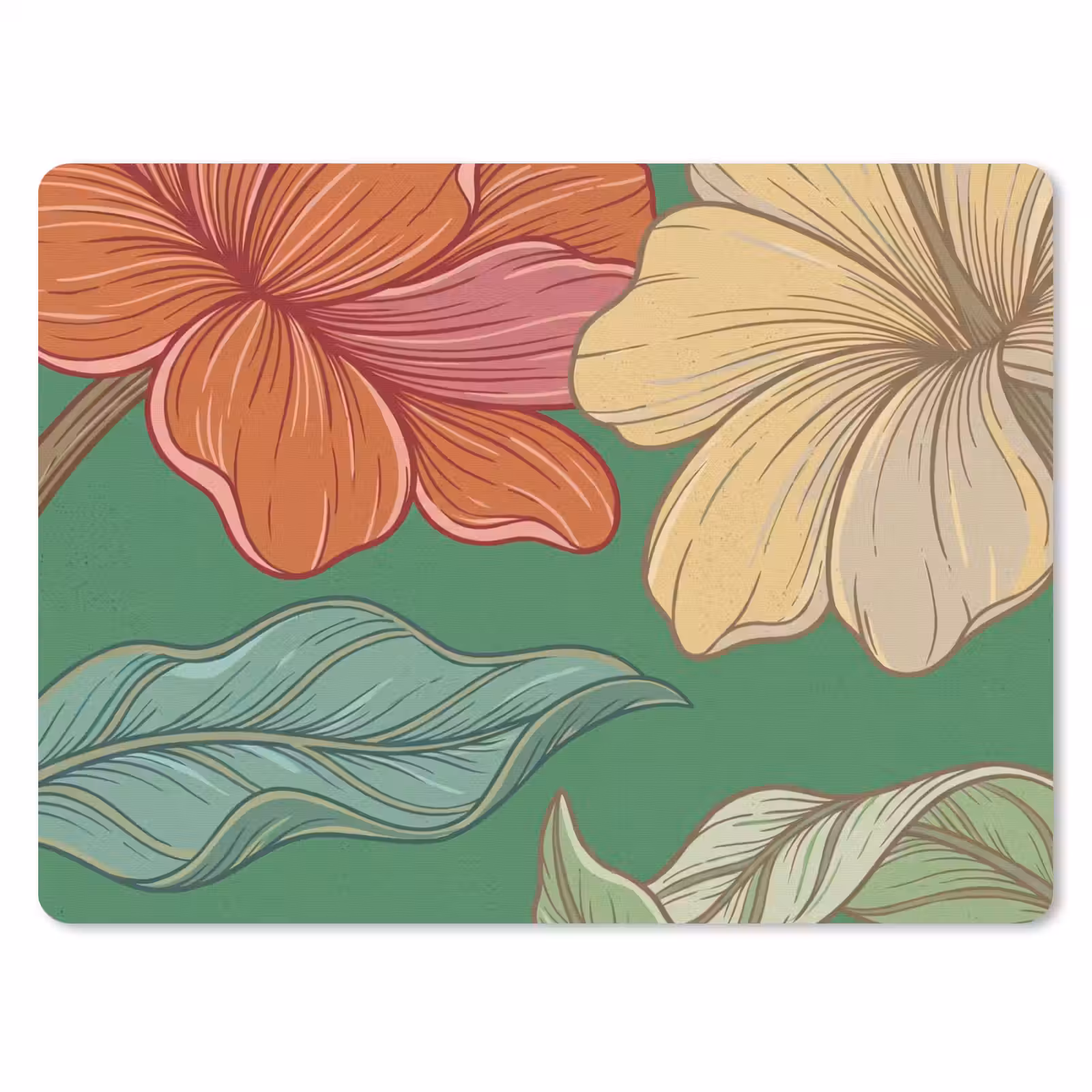 Muismat - Bloemen - Groen - Illustratie - Bloemen - Groen - Illustratie muismat rubber klein