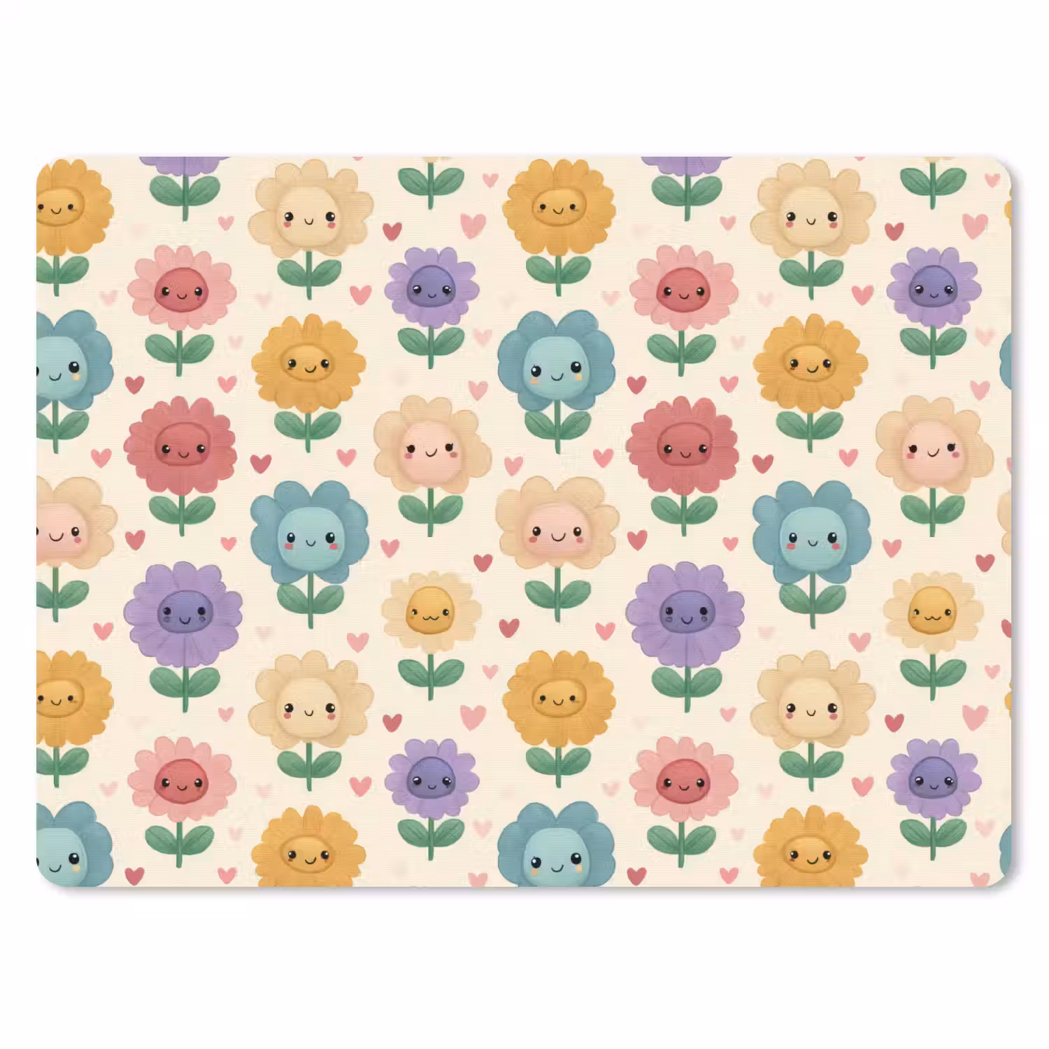 Bloemen - Hartjes - Kleurrijk muismat rubber klein 262 -3d