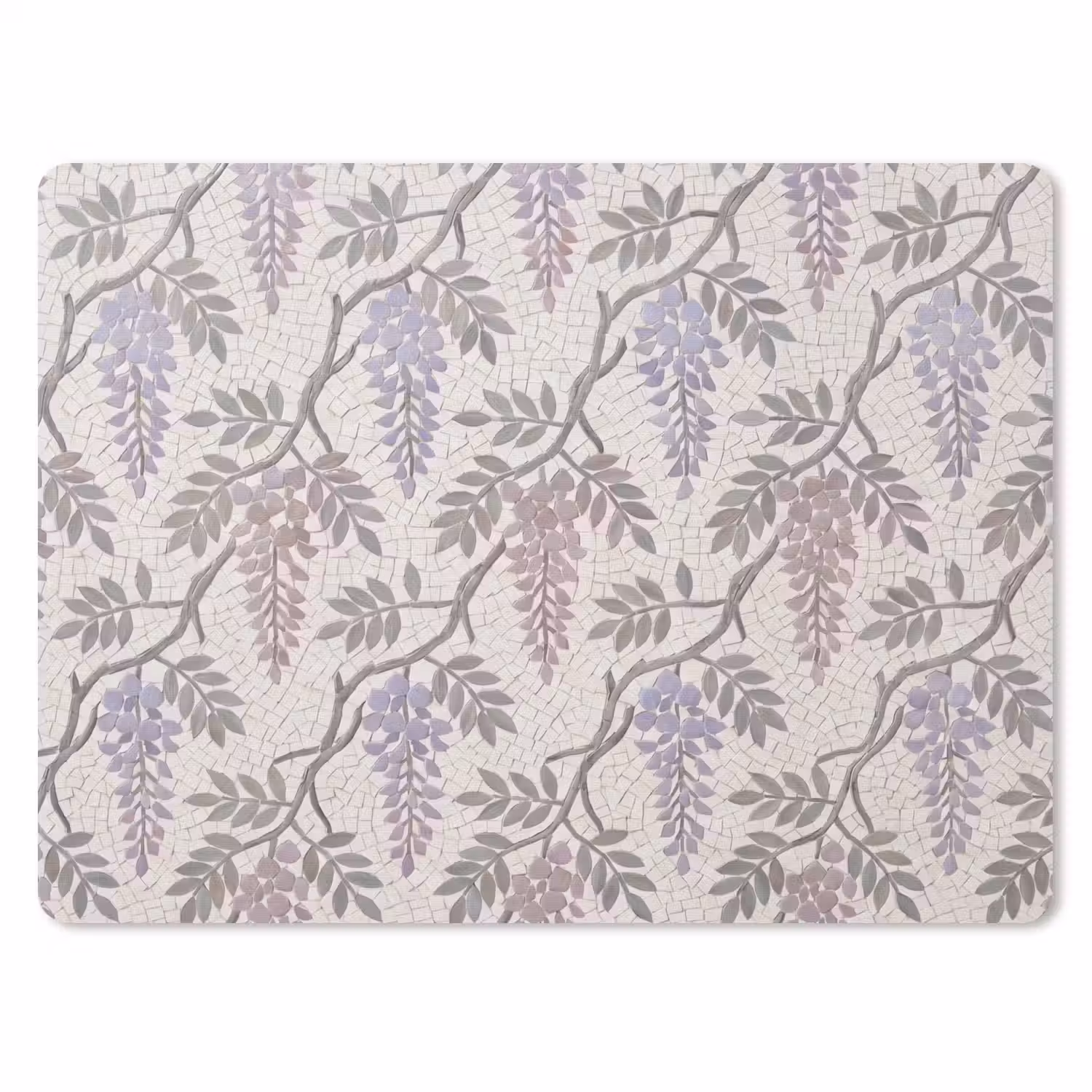 Bloemen - Mozaïek - Natuur - Patroon - Paars muismat rubber klein -3d