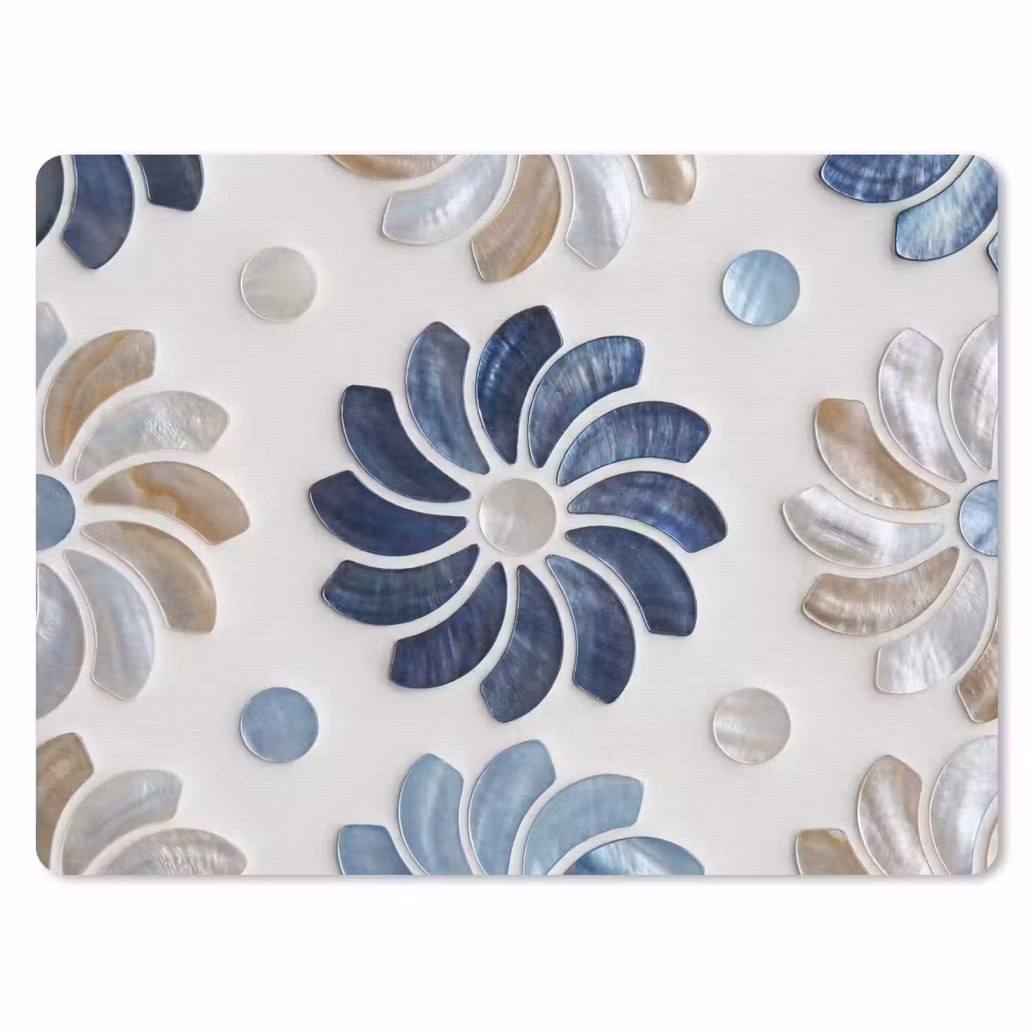 Bloemen - Parelmoer - Abstract - Patroon - Blauw muismat rubber klein -3d