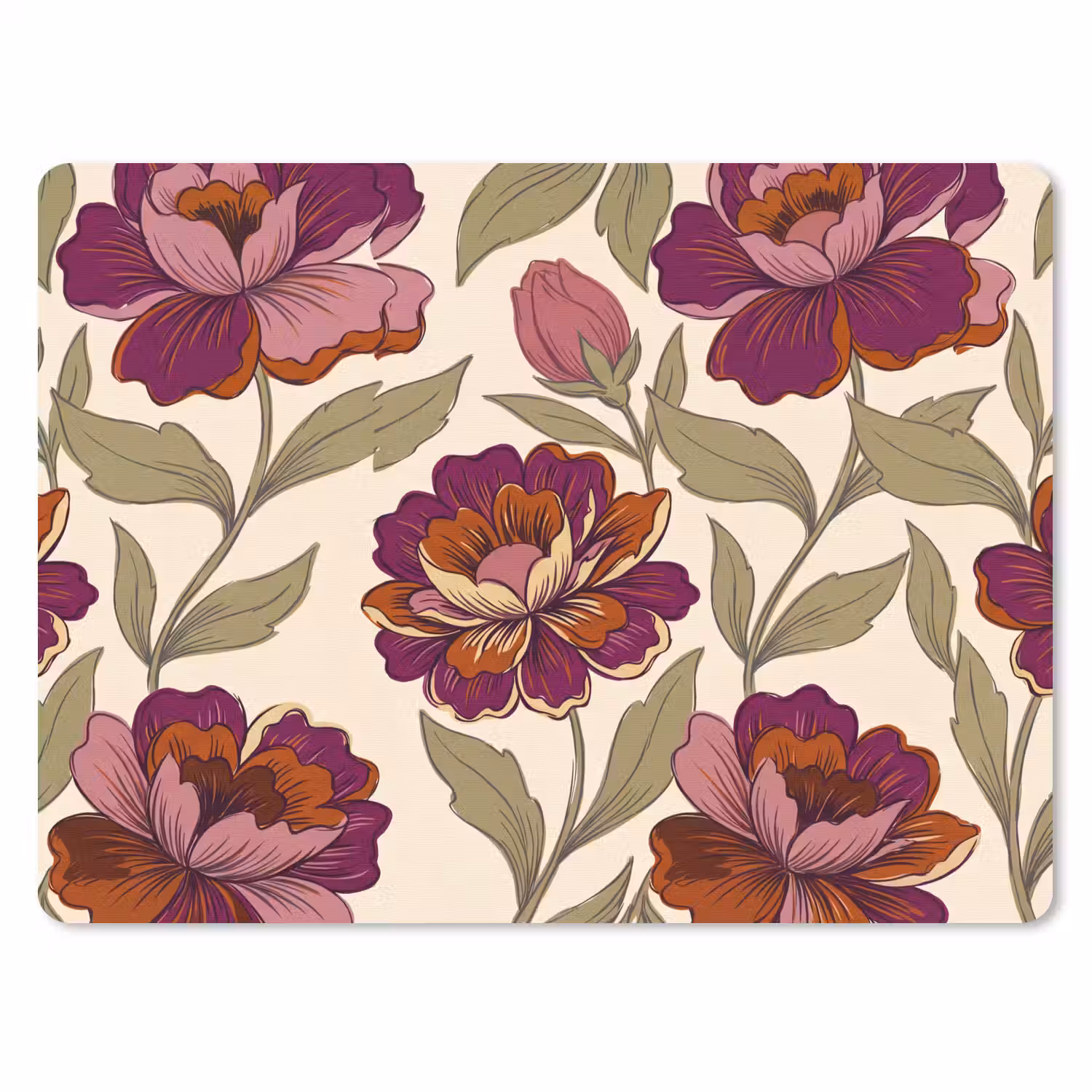 Bloemen - Patroon - Natuur - Modern - Paars muismat rubber klein -3d