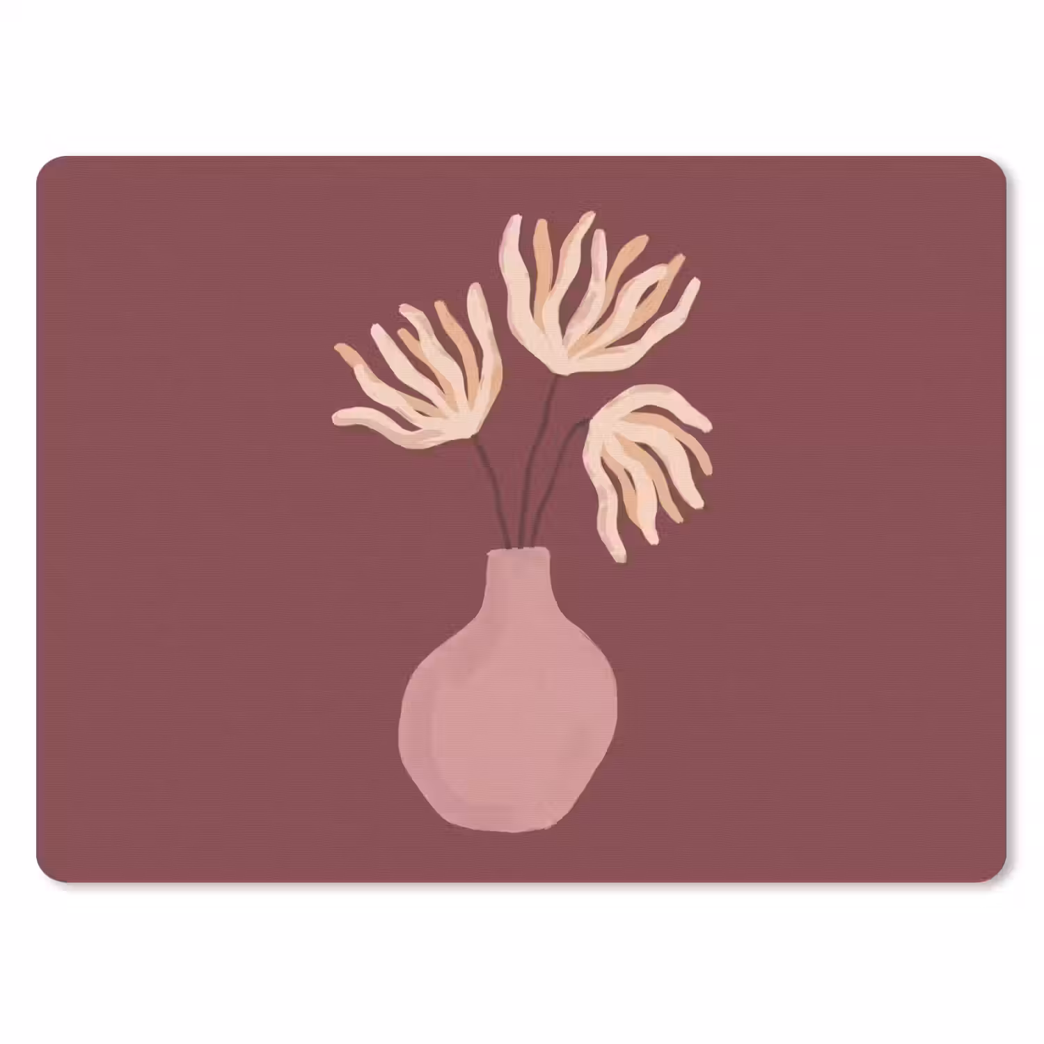 Bloemen - Vaas - Abstract - Modern - Aardetinten muismat rubber klein -3d