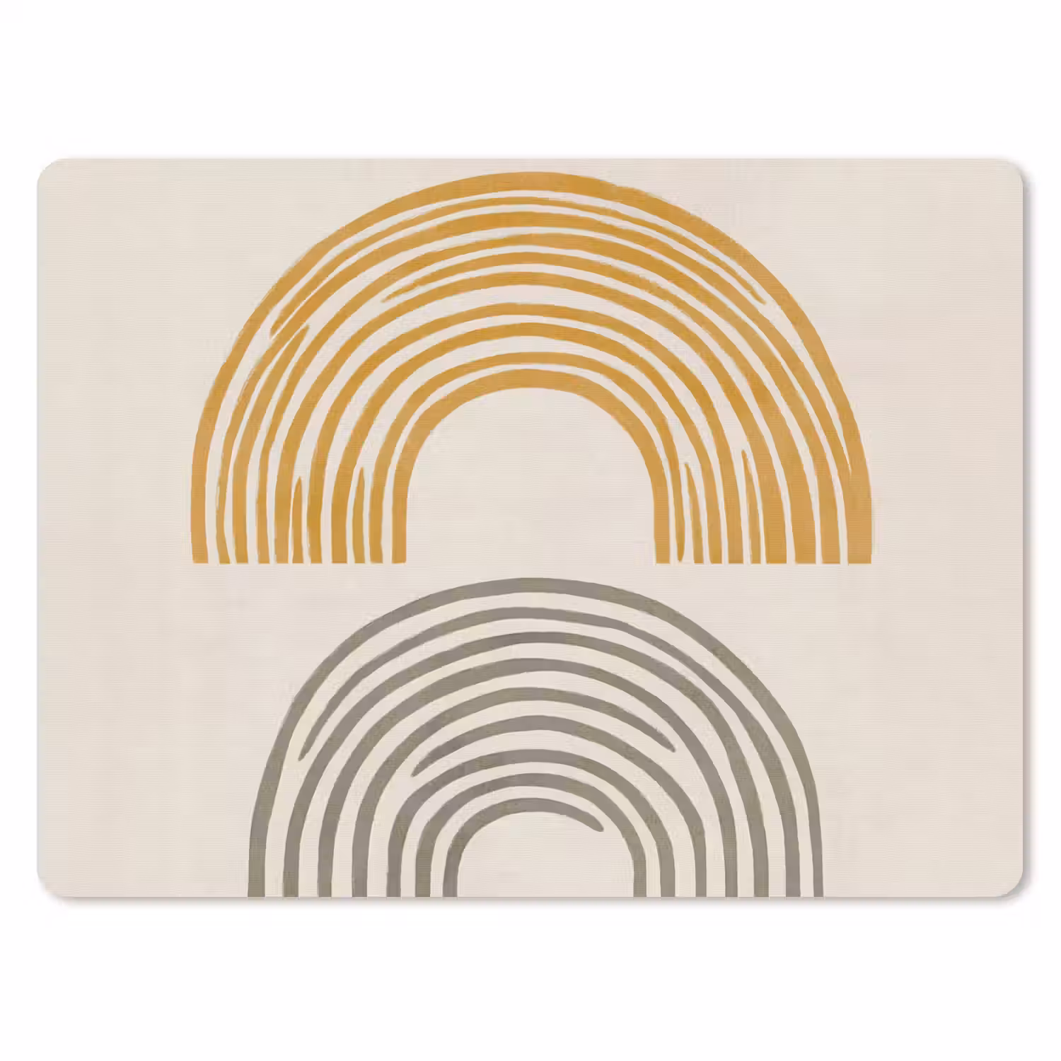 Bogen - Lijnen - Oranje - Minimalistisch muismat rubber klein -3d