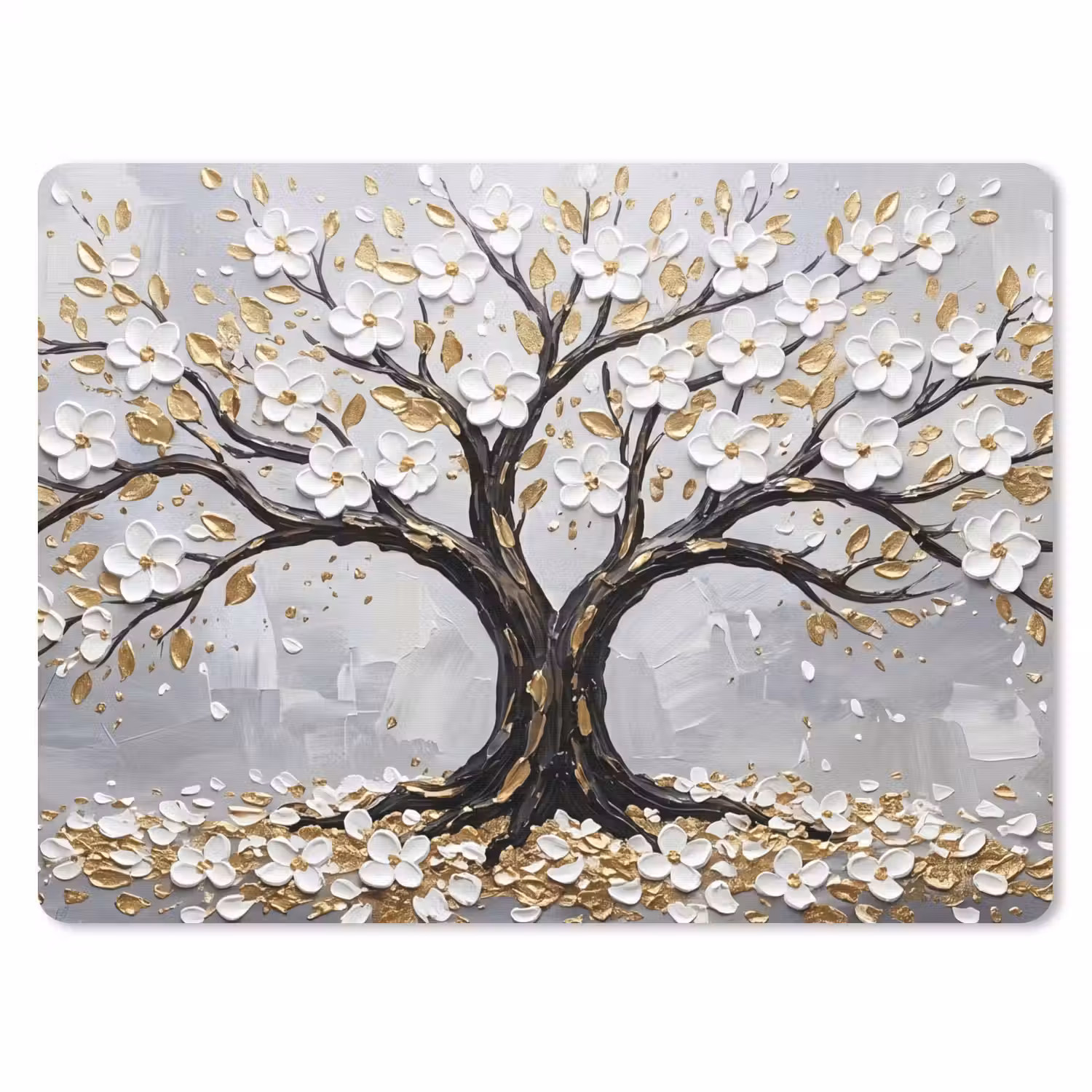 Boom - Bloemen - Natuur - Abstract - Wit muismat rubber klein -3d
