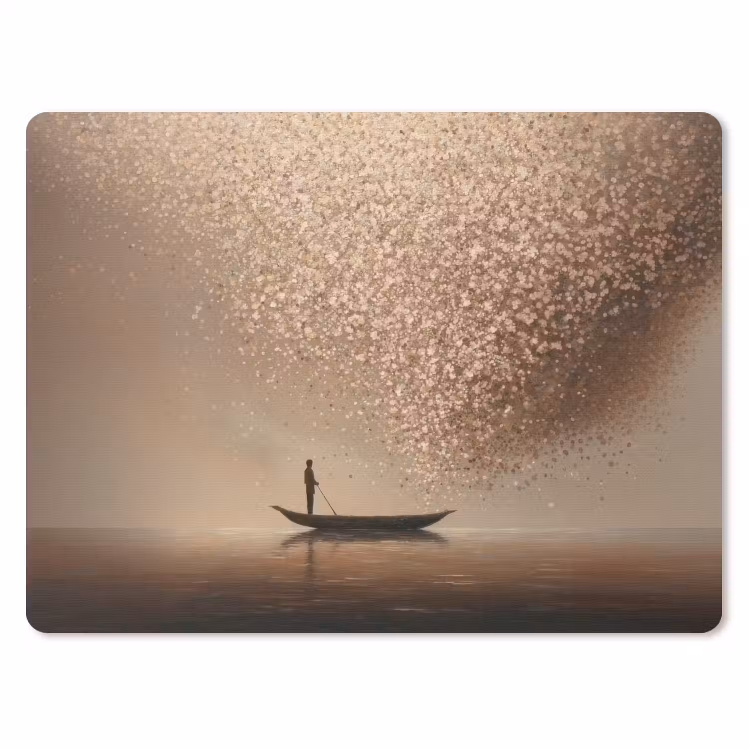 Bootje - Blaadjes - Goud - Water muismat rubber klein -3d