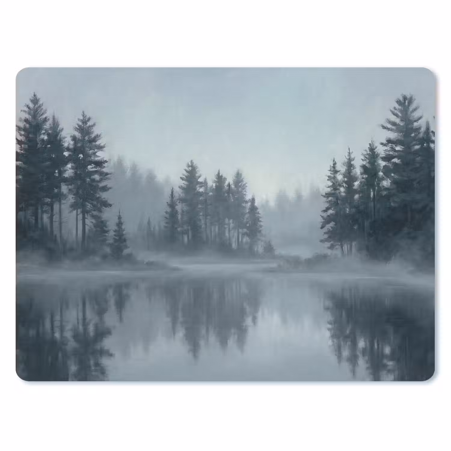 Bos - Meer - Mist - Natuur - Grijs muismat rubber klein -3d