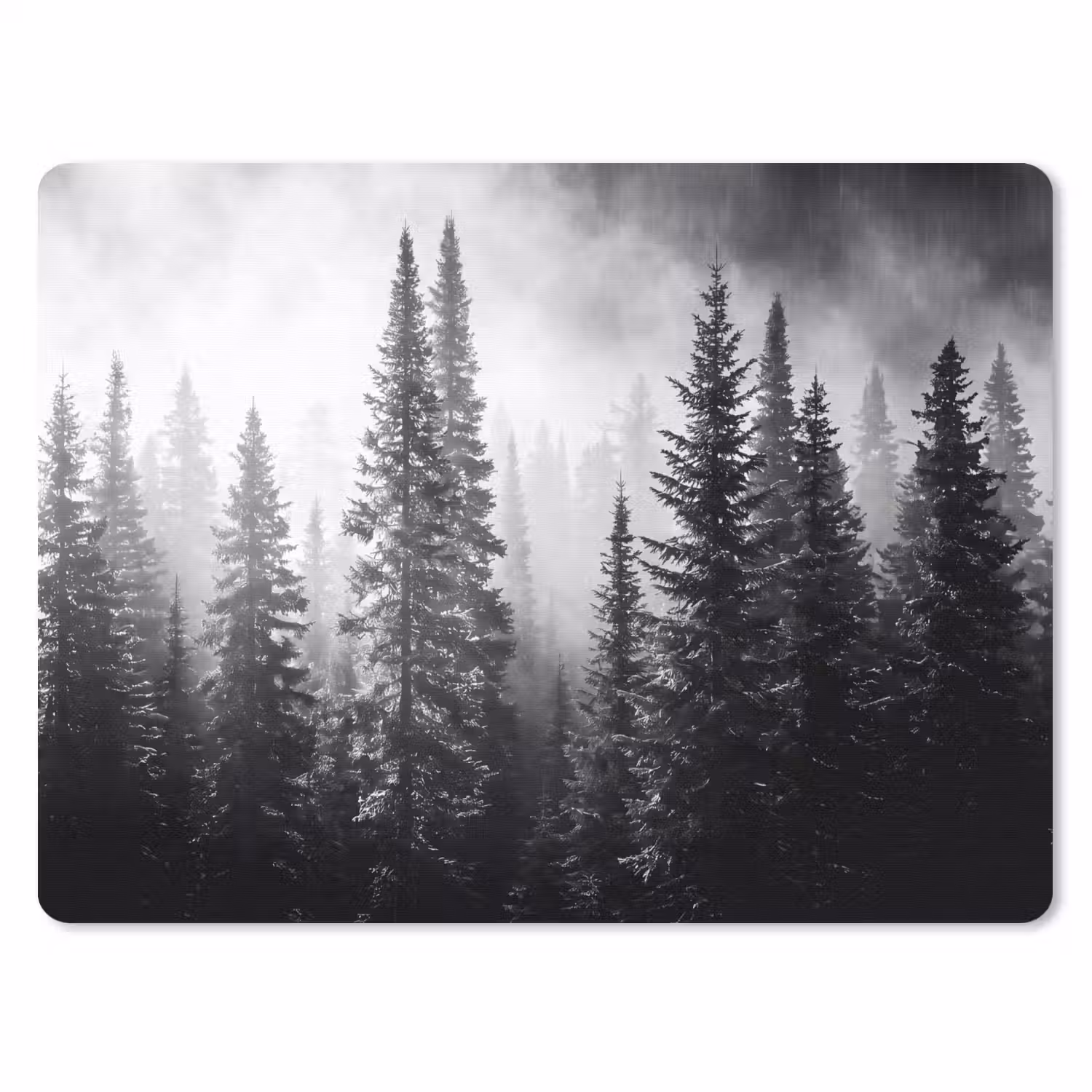 Bos - Mist - Winter - Monochroom - Natuur muismat rubber klein -3d