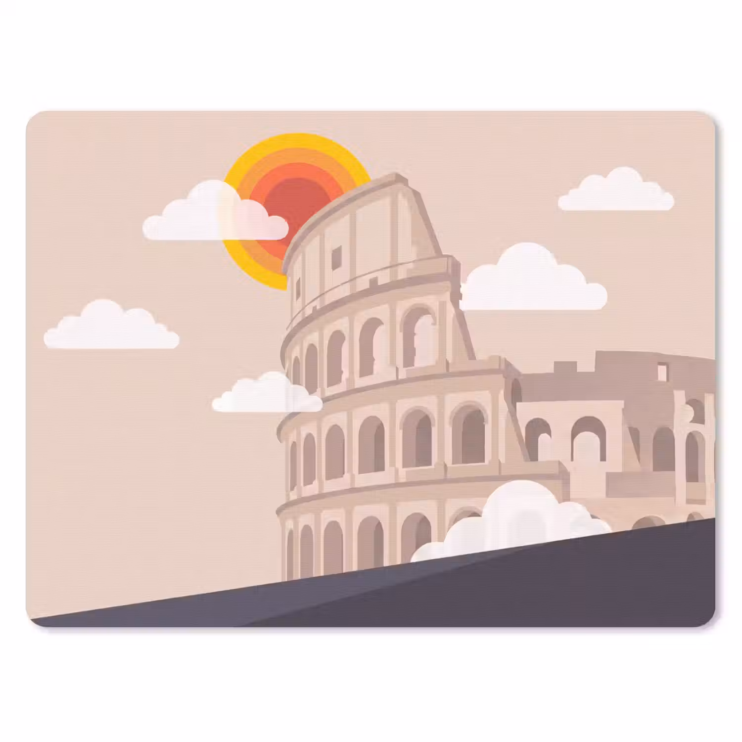 Colosseum - Zonsopgang - Rome - Architectuur - Beige muismat rubber klein -3d