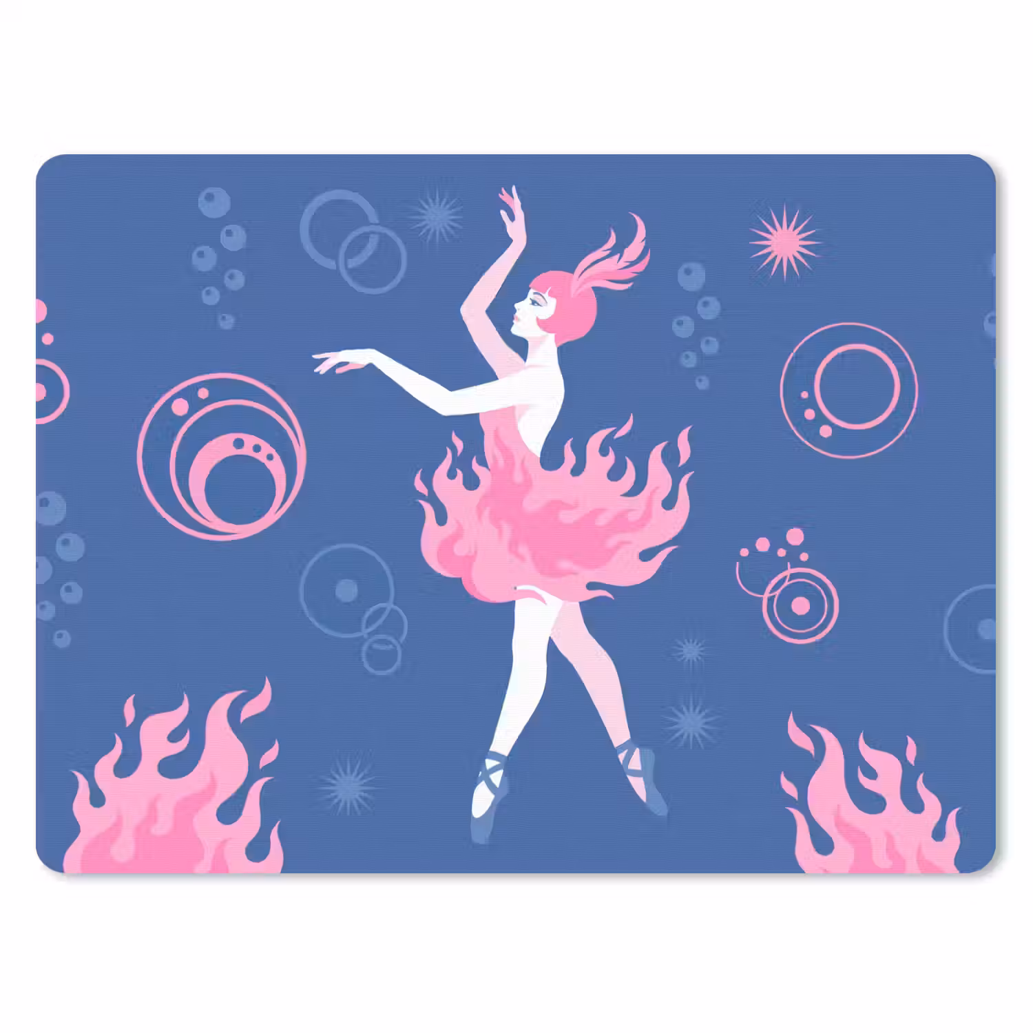 Danseres - Vlammenrok - Abstract - Roze - Blauw muismat rubber klein -3d