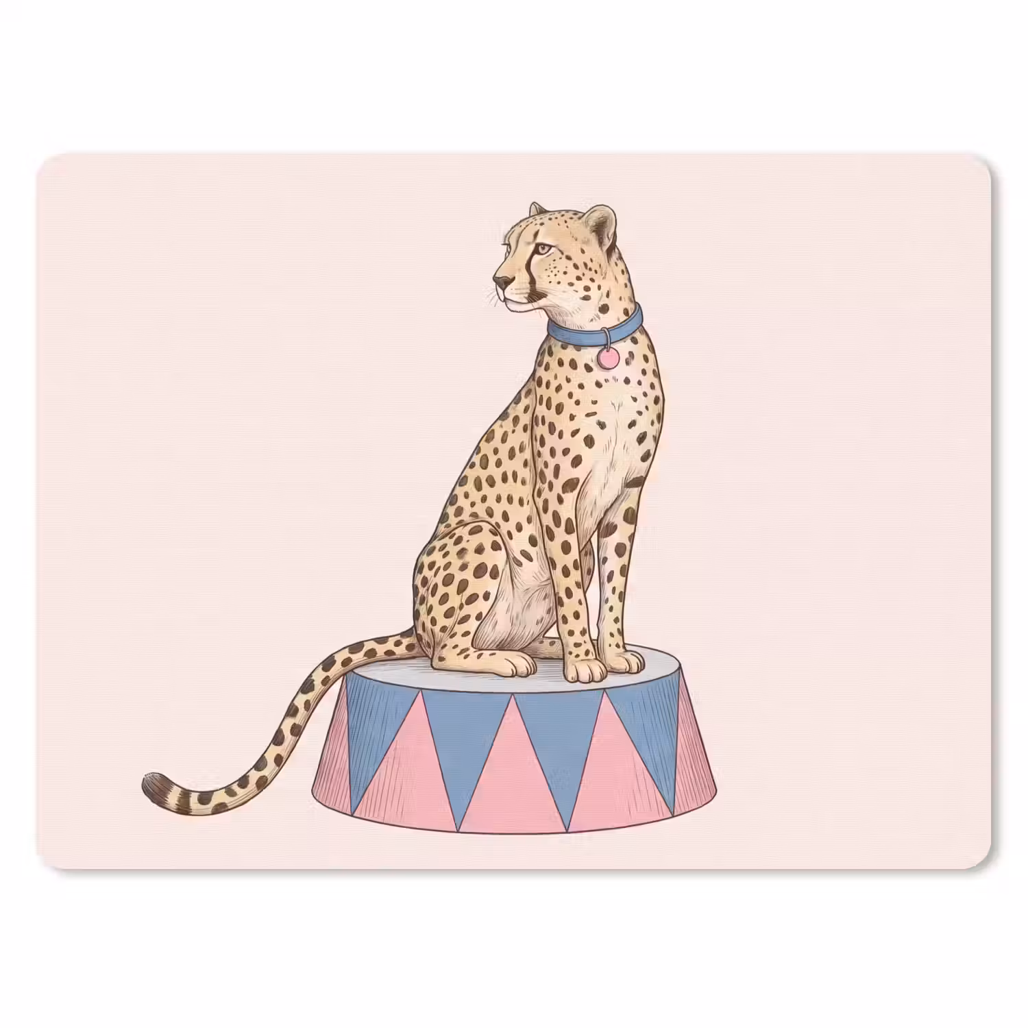 Dieren - Circus - Illustratie - Vintage - Roze muismat rubber klein -3d