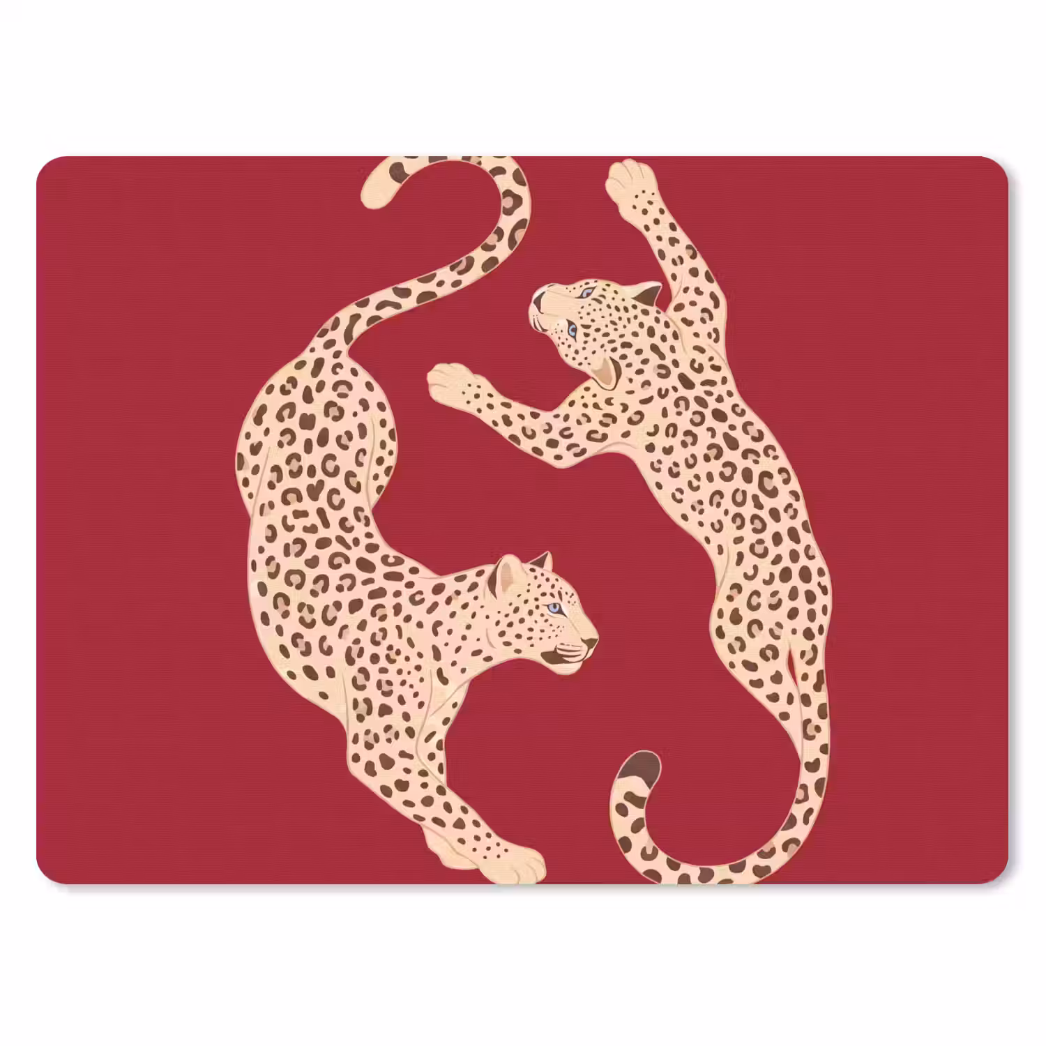 Dieren - Luipaard - Abstract - Rood - Modern muismat rubber klein -3d