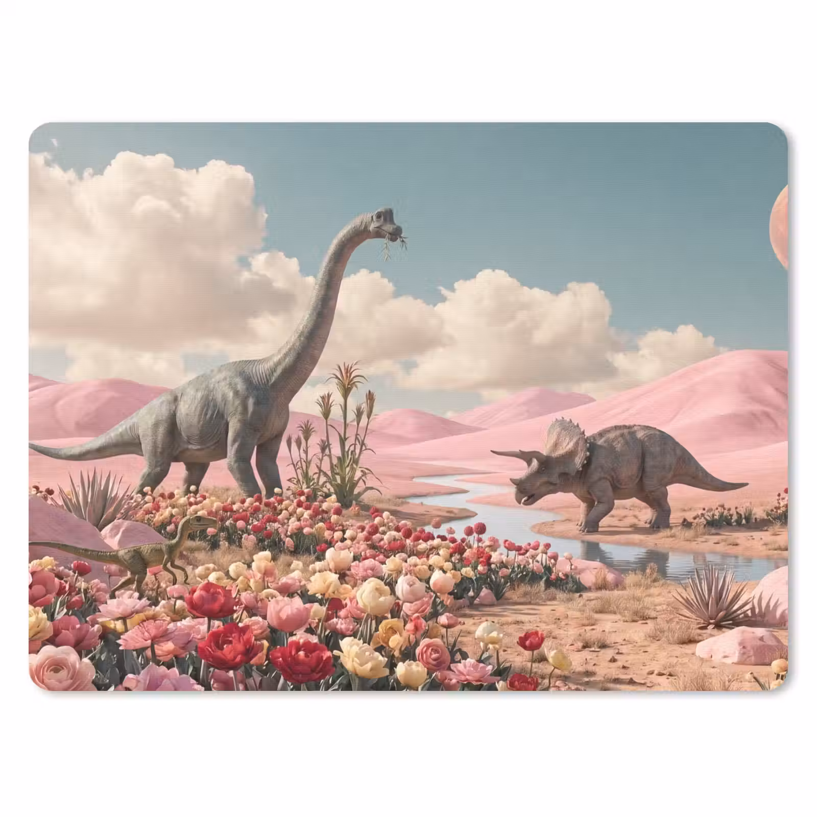 Muismat - Dinosaurus - Roze - Landschap - Dinosaurus - Roze - Landschap muismat rubber klein