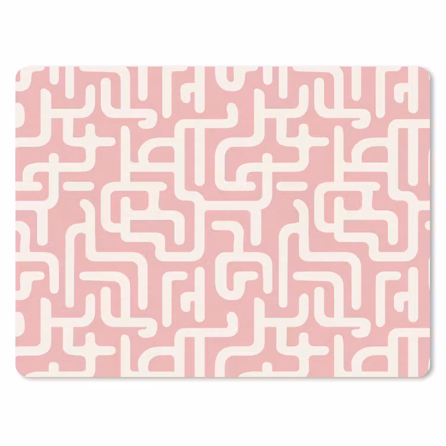 Doolhofpatroon - Roze - Wit - Abstract muismat rubber klein 262 -3d