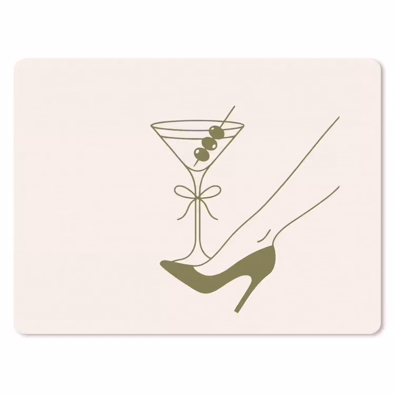 Drank - Martini - Hoge hak - Mode - Groen muismat rubber klein -3d