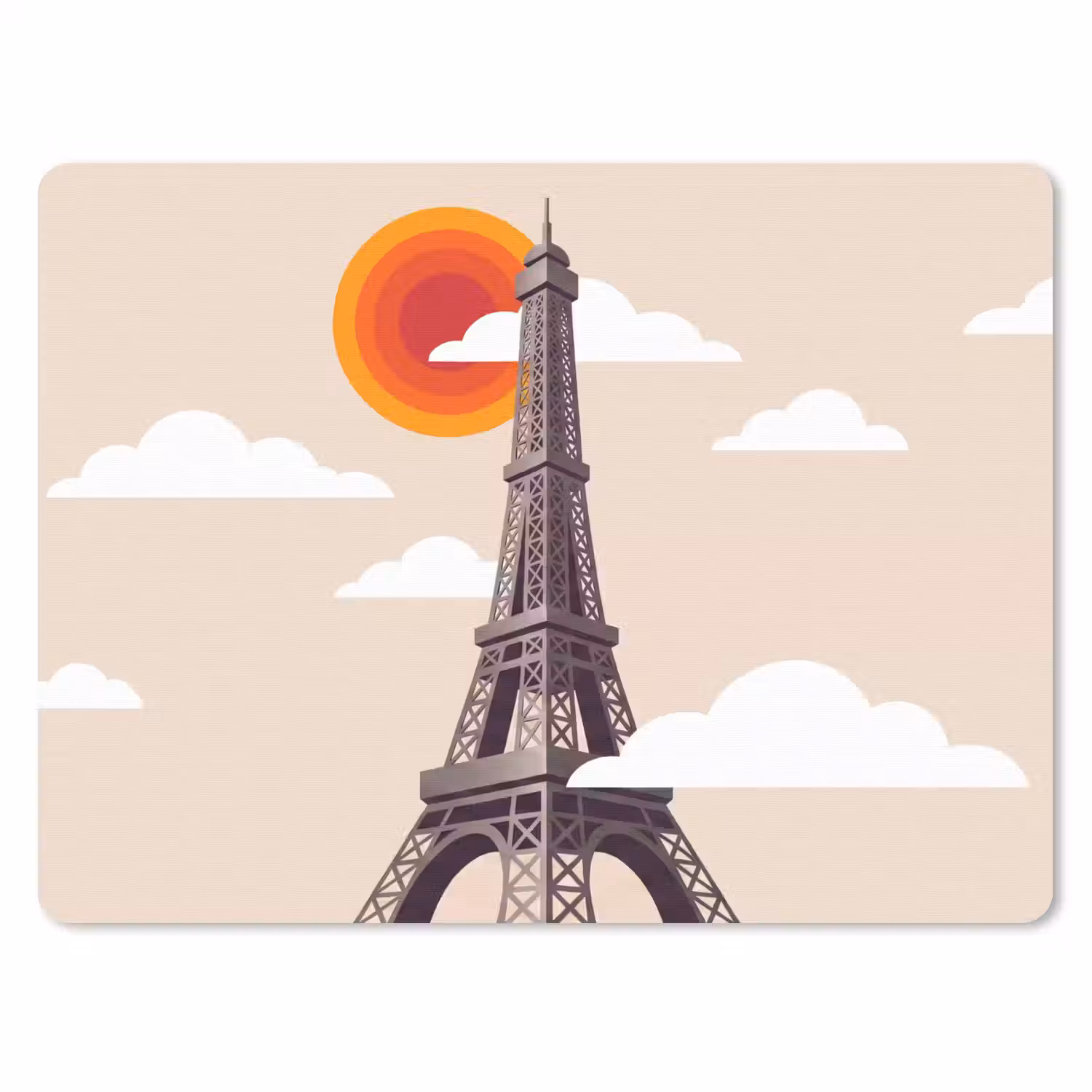 Eiffeltoren - Zon - Architectuur - Abstract - Beige muismat rubber klein -3d