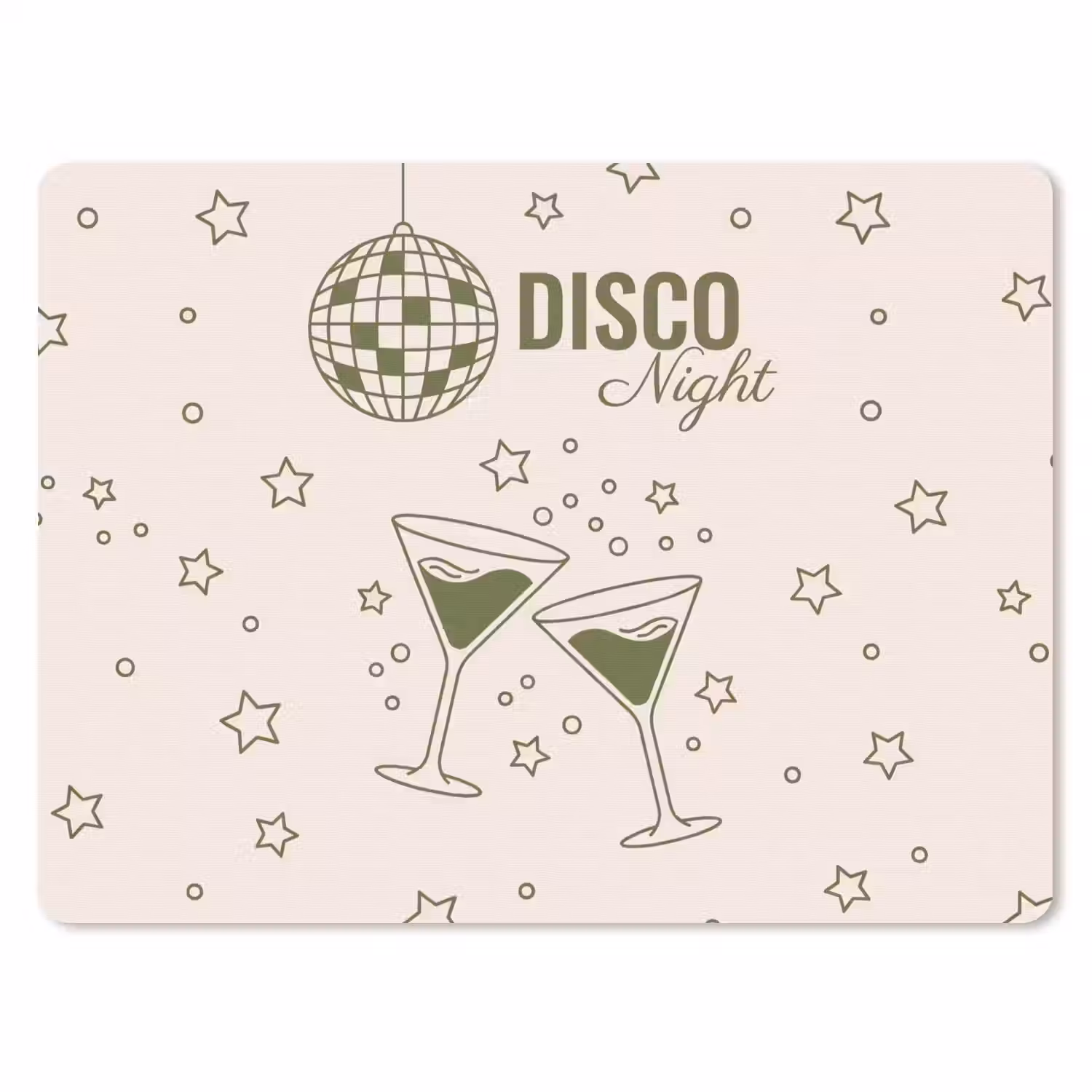 Feest - Disco - Drank - Illustratie - Groen muismat rubber klein -3d