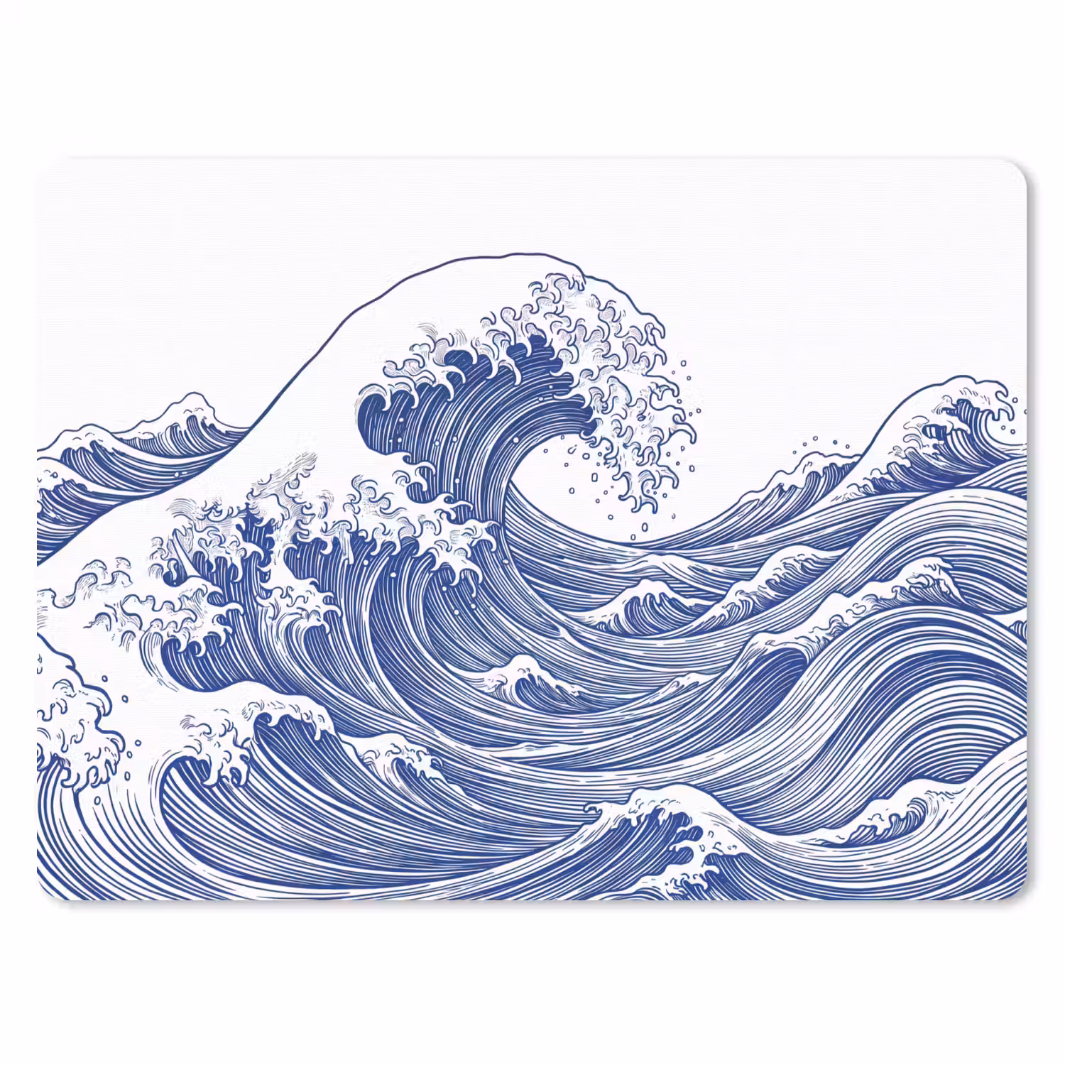 Golf - Japans - Zee - Illustratie - Blauw muismat rubber klein -3d