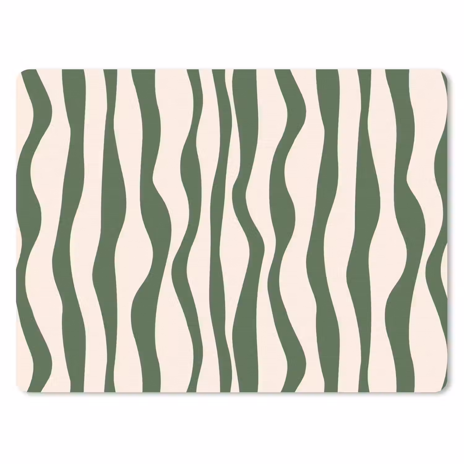Golvende lijnen - Beige - Groen - Strepen - Abstract muismat rubber klein -3d