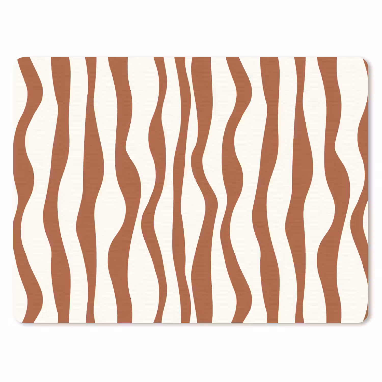 Golvende lijnen - Strepen - Beige - Bruin muismat rubber klein -3d