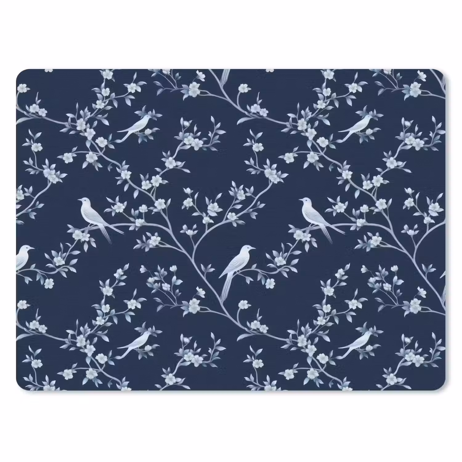 Grafisch - Bloesemtak - Blauw muismat rubber klein 262 -3d