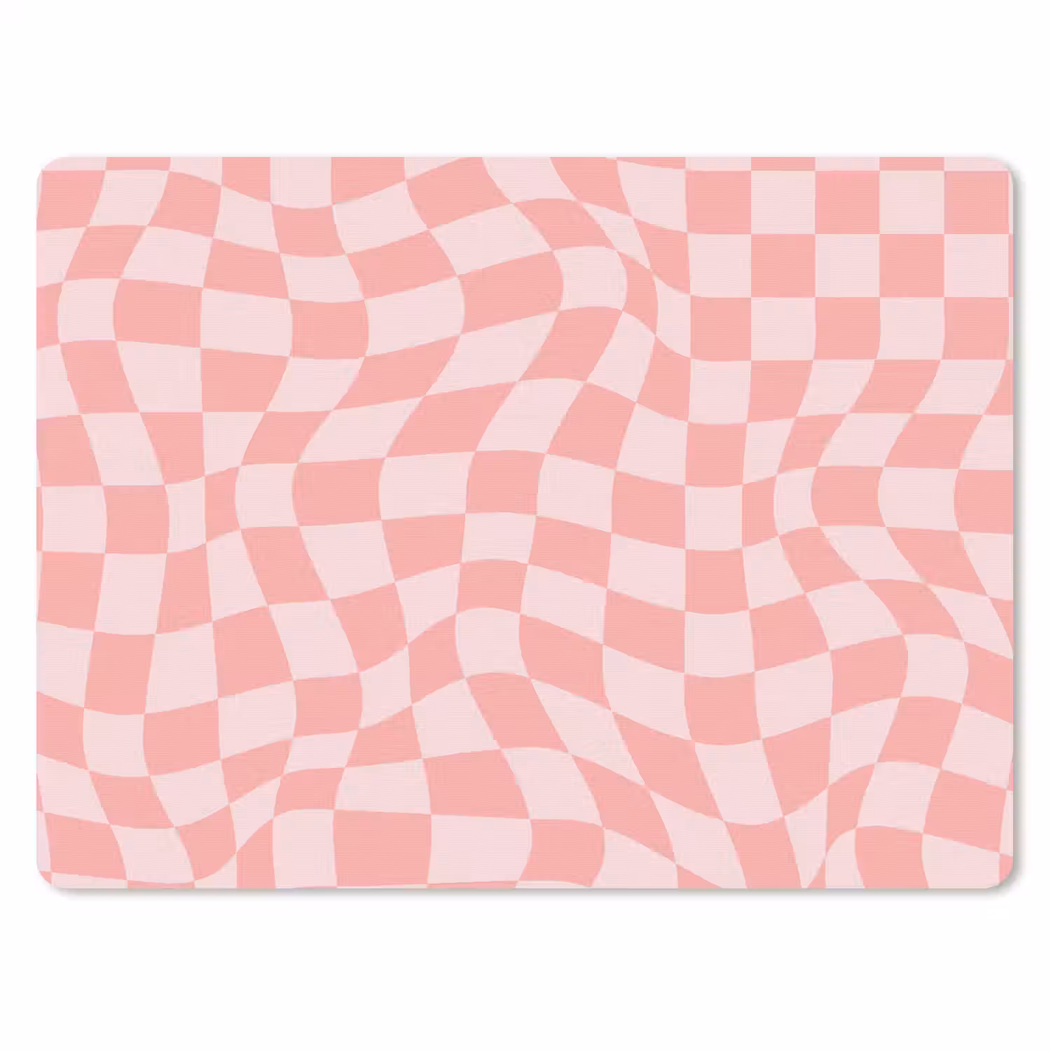 Hokjes patroon - Roze - Golvende lijnen muismat rubber klein -3d