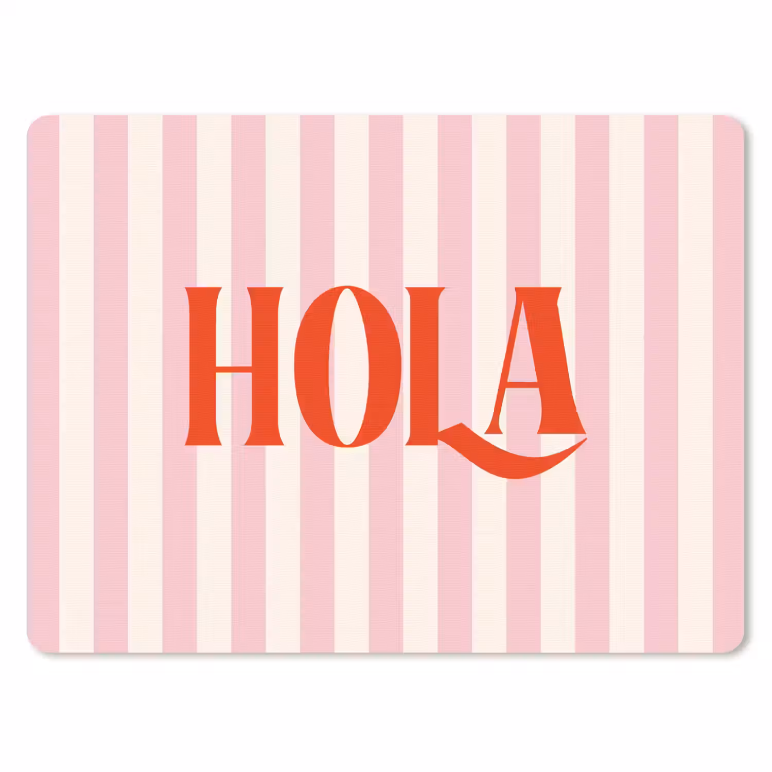 Hola - Quote - Strepen - Pastel - Roze - Rood - Wit muismat rubber klein -3d