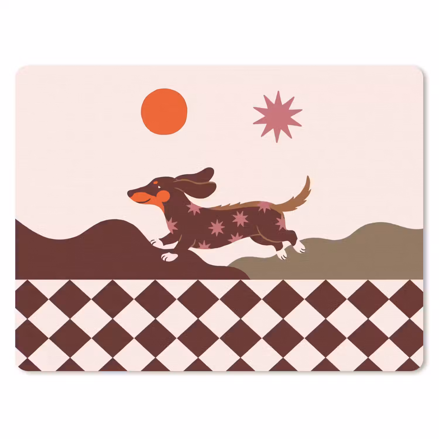 Hond - Abstract - Dieren - Modern - Bruin muismat rubber klein -3d