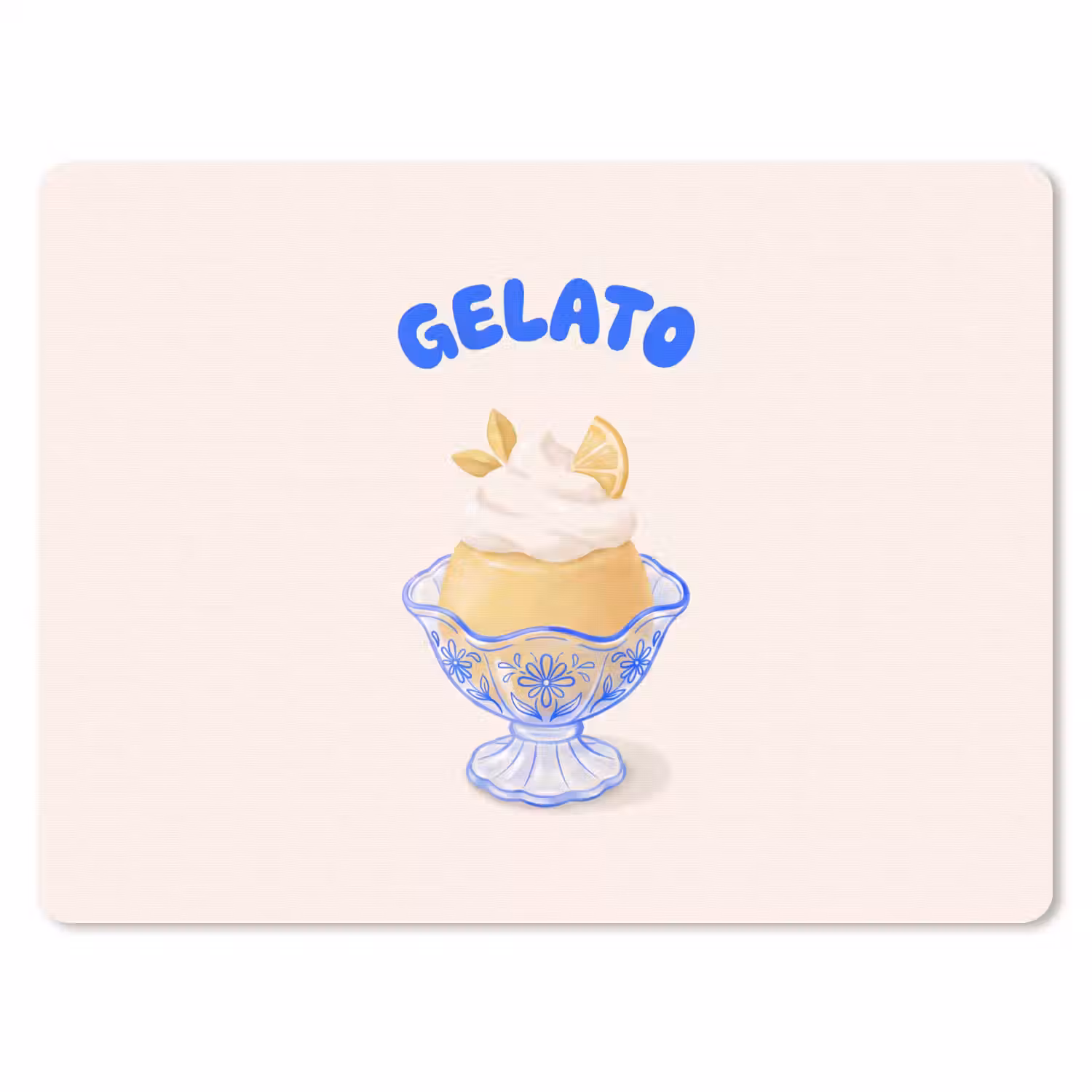 IJs - Citroen - Illustratie - Geel - Dessert muismat rubber klein -3d