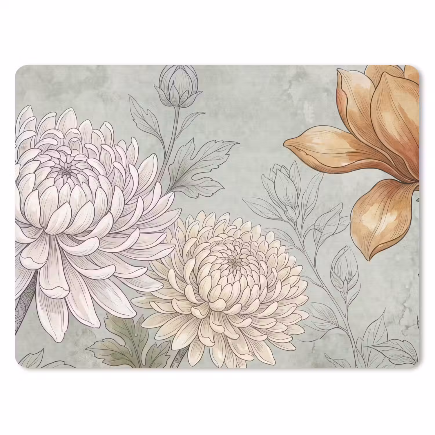 Illustratie - Bloemen - Groen muismat rubber klein -3d