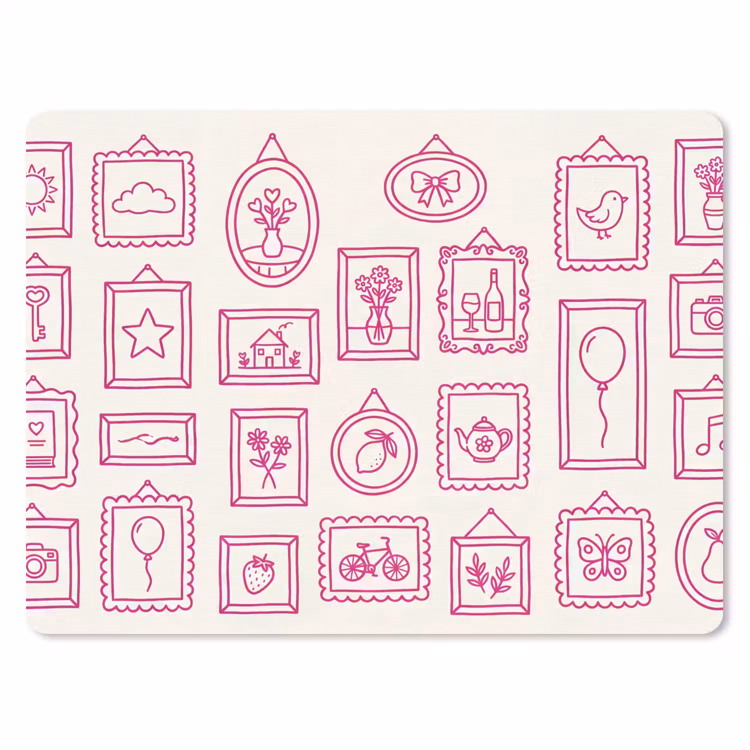Illustratie - Collectie - Kunst - Minimalistisch - Roze muismat rubber klein -3d