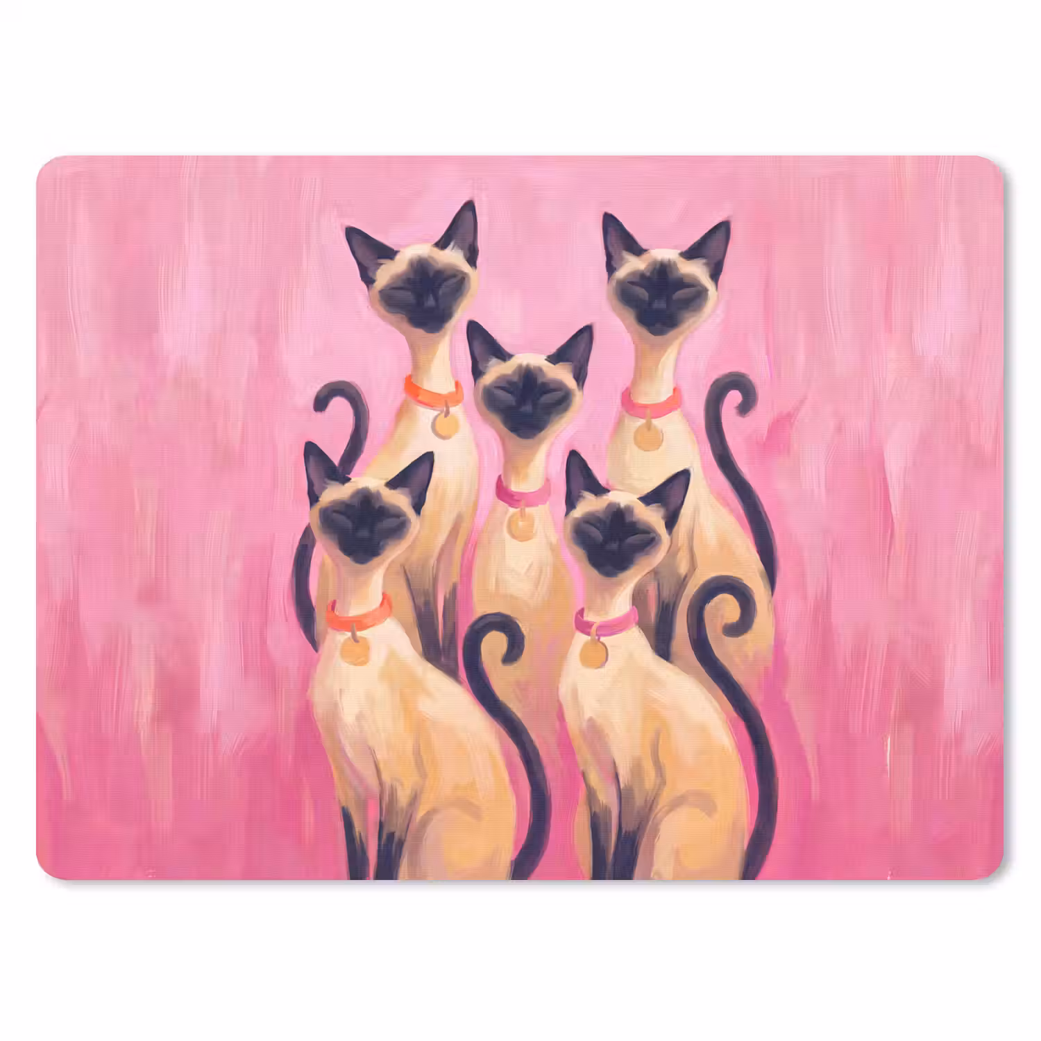 Kat - Groep - Dieren - Modern - Roze muismat rubber klein -3d