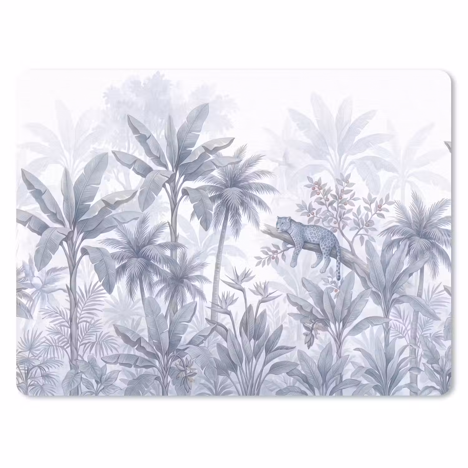 Kat - Tropisch bos - Modern - Grijs muismat rubber klein -3d