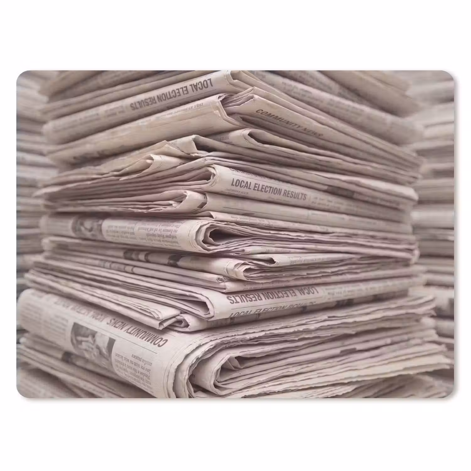 Kranten - Stapel - Nieuws - Vintage - Beige muismat rubber klein -3d