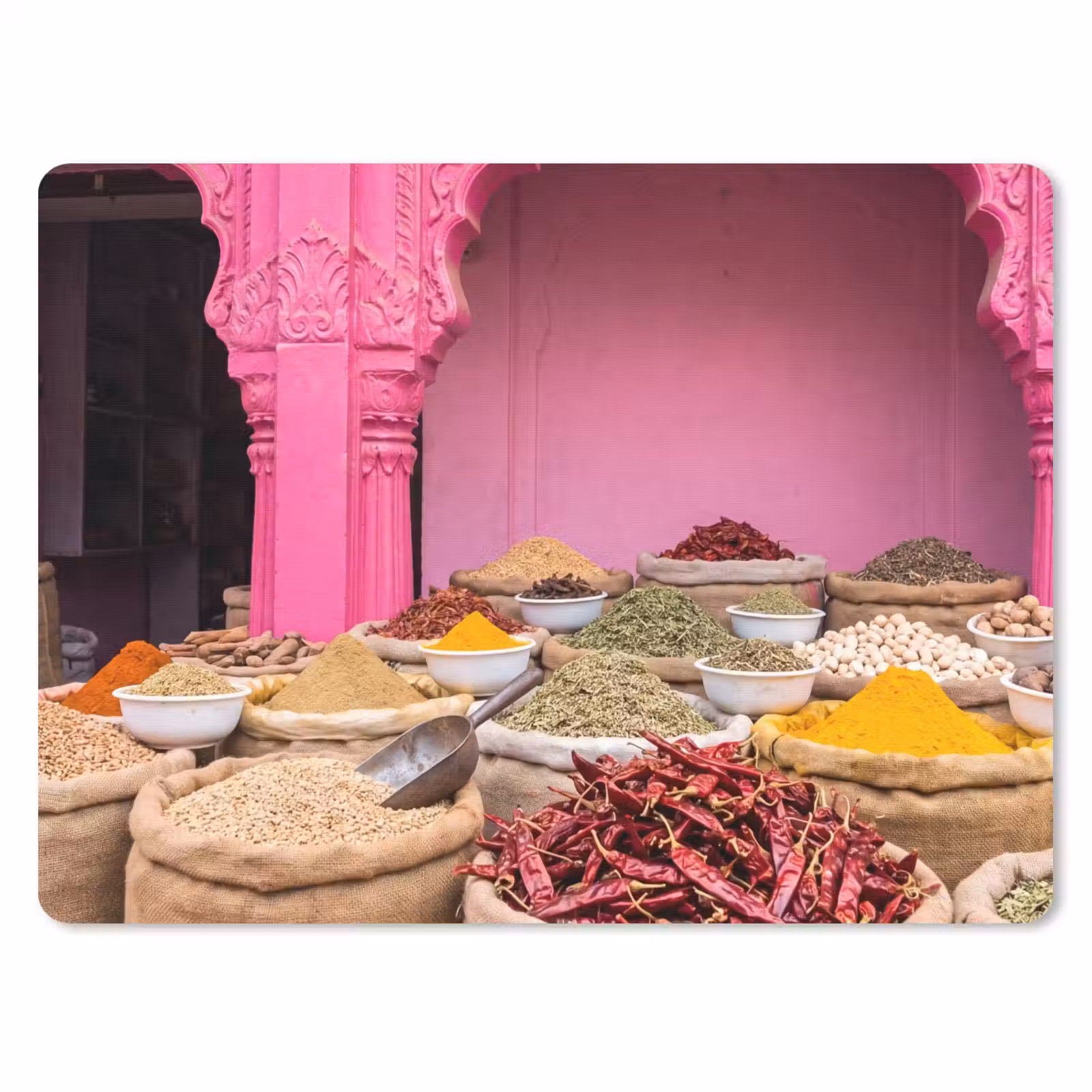 Muismat - Kruiden - Markt - Roze - Kruiden - Markt - Roze muismat rubber klein