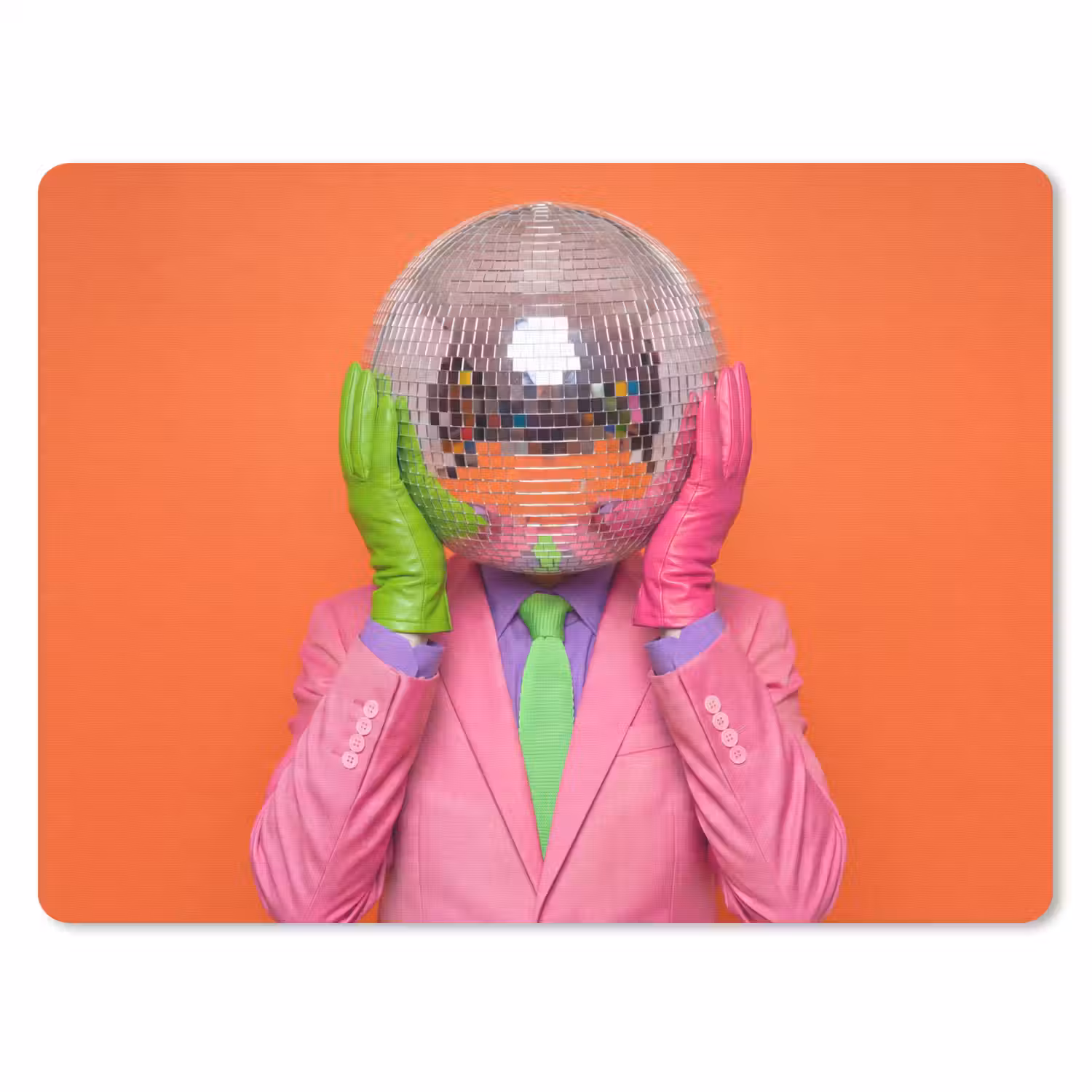 Kunst - Disco bal - Kleurrijk - Modern - Studio muismat rubber klein -3d