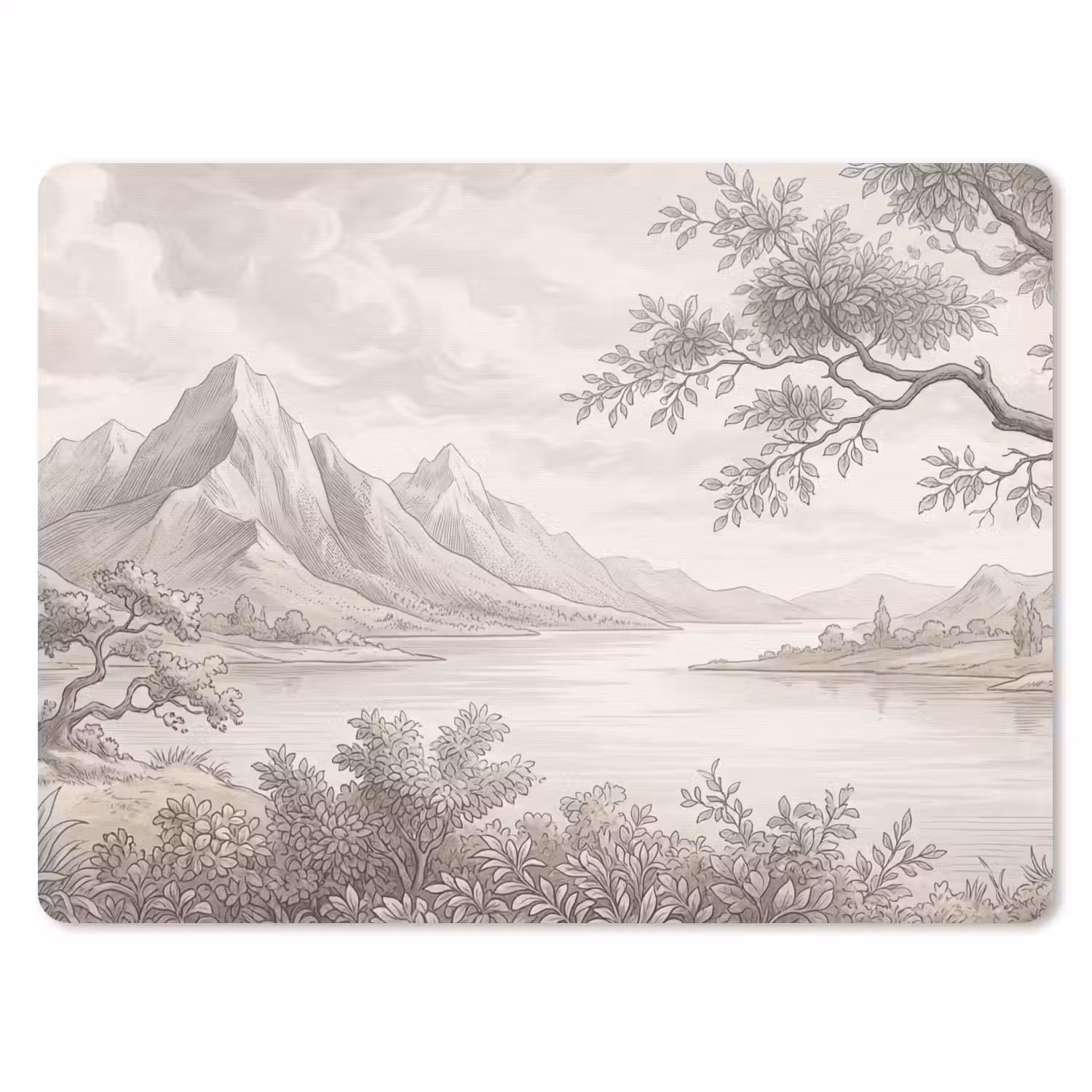 Landschap - Bergen - Meer - Natuur muismat rubber klein -3d
