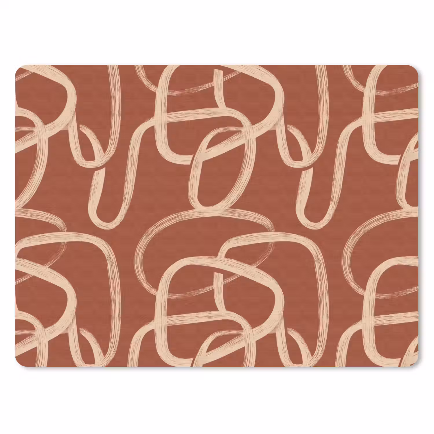 Lijnen - Abstract - Organisch - Terracotta - Crème muismat rubber klein 262 -3d