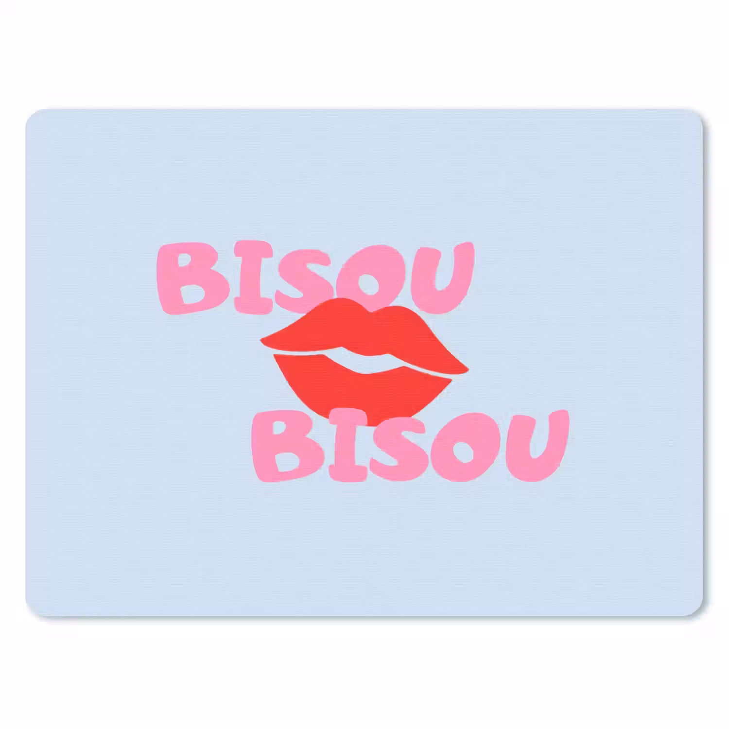 Lippen - Bisou - Blauw muismat rubber klein -3d