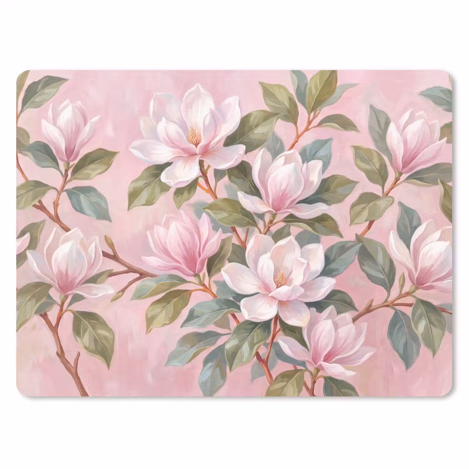Magnolia's - Patroon - Roze muismat rubber klein -3d