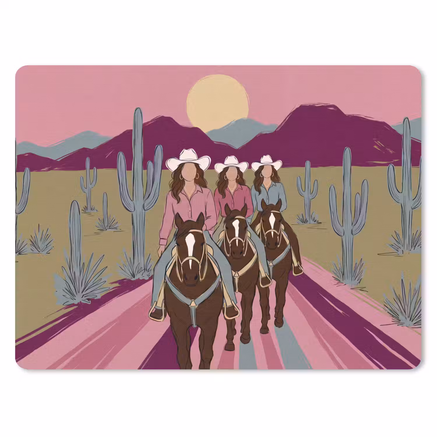Mensen - Paard - Woestijn - Abstract - Roze muismat rubber klein -3d