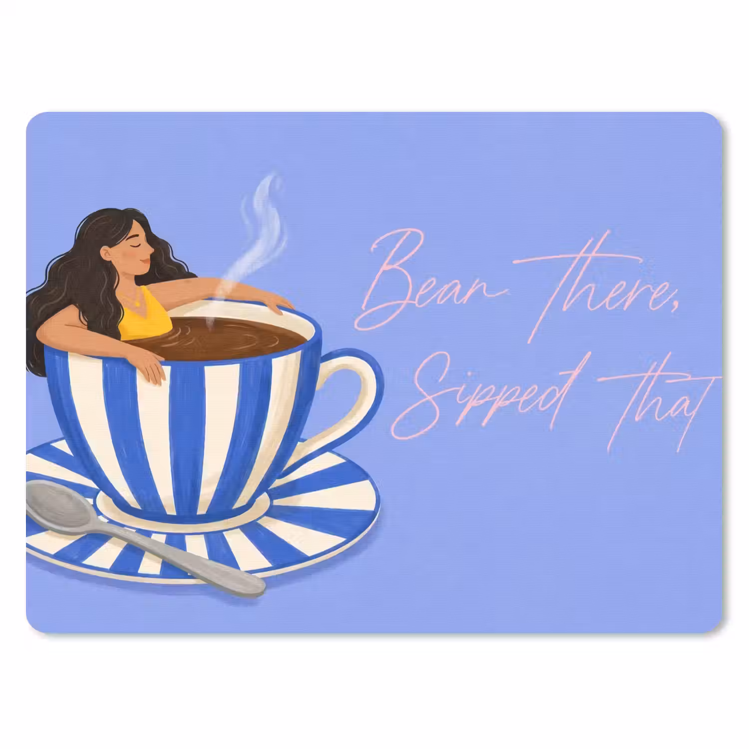 Mok - Koffie - Vrouw - Paars muismat rubber klein -3d