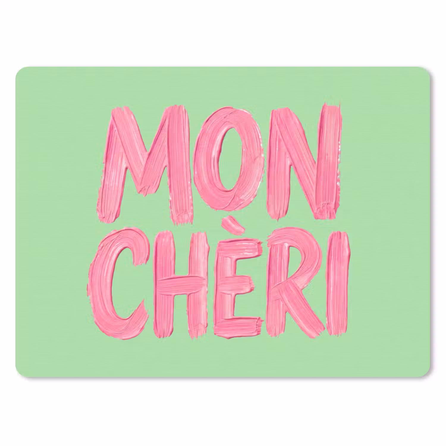 Mon cheri - Groen - Roze muismat rubber klein -3d
