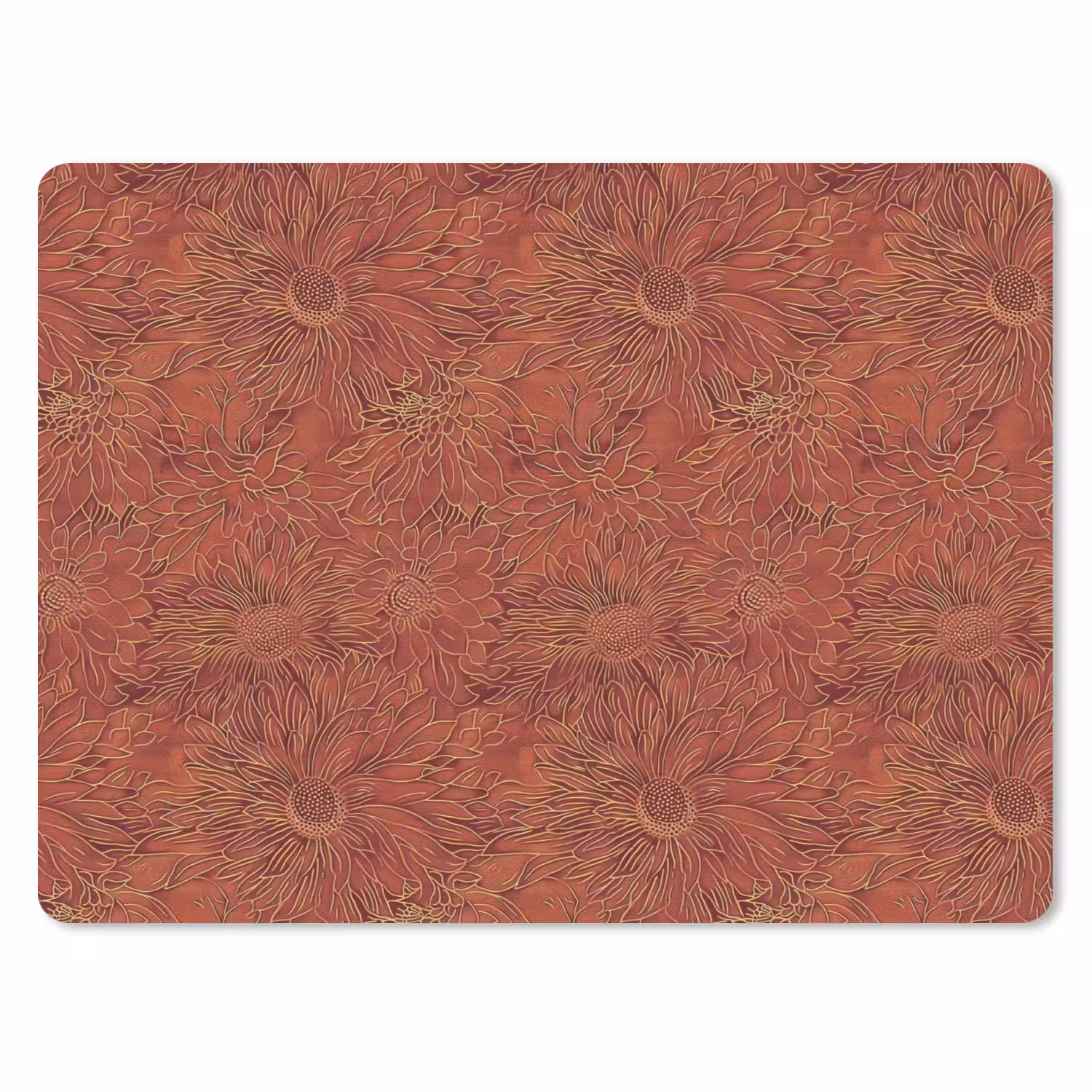 Oosters - Bloemen - Terracotta muismat rubber klein 262 -3d